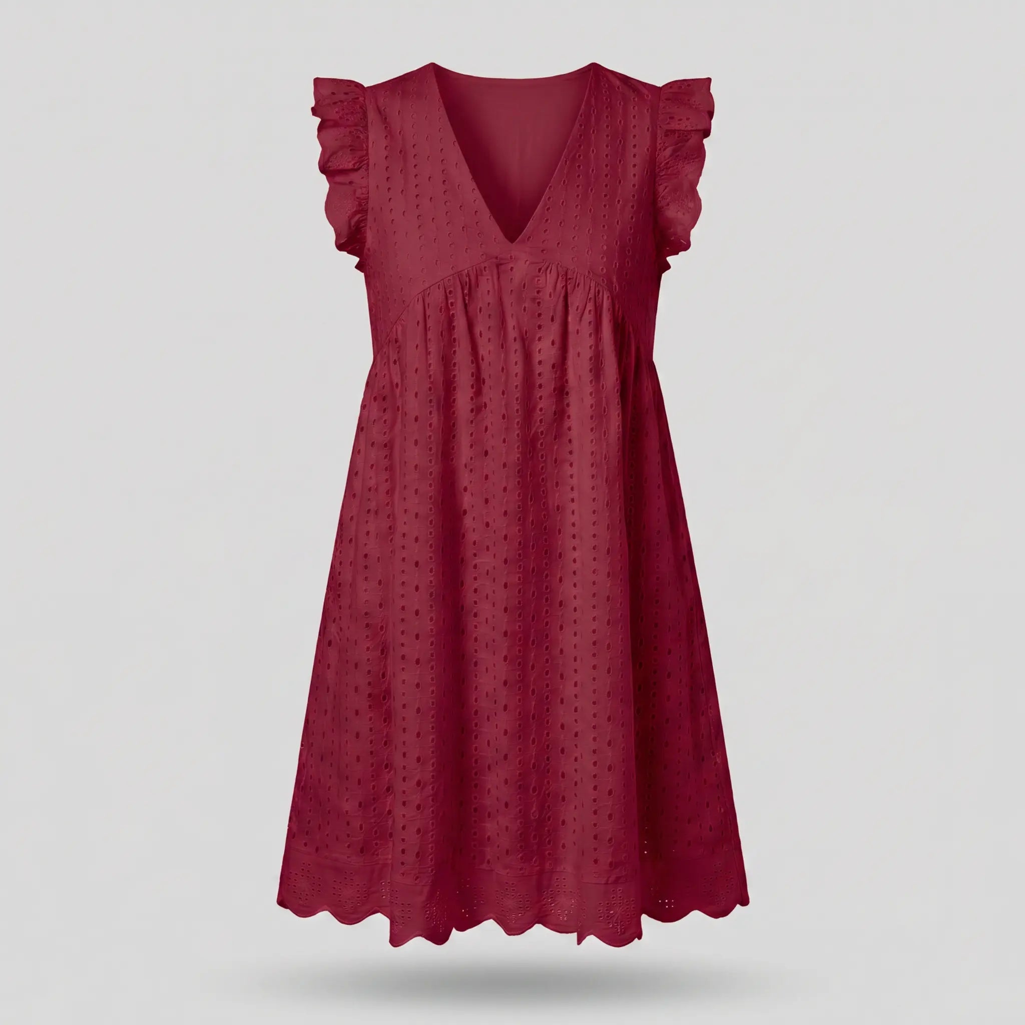 Cotton Eyelet Mini Dress with Scalloped Hem for Women TARHUS  SS - Womens - Mini Dress