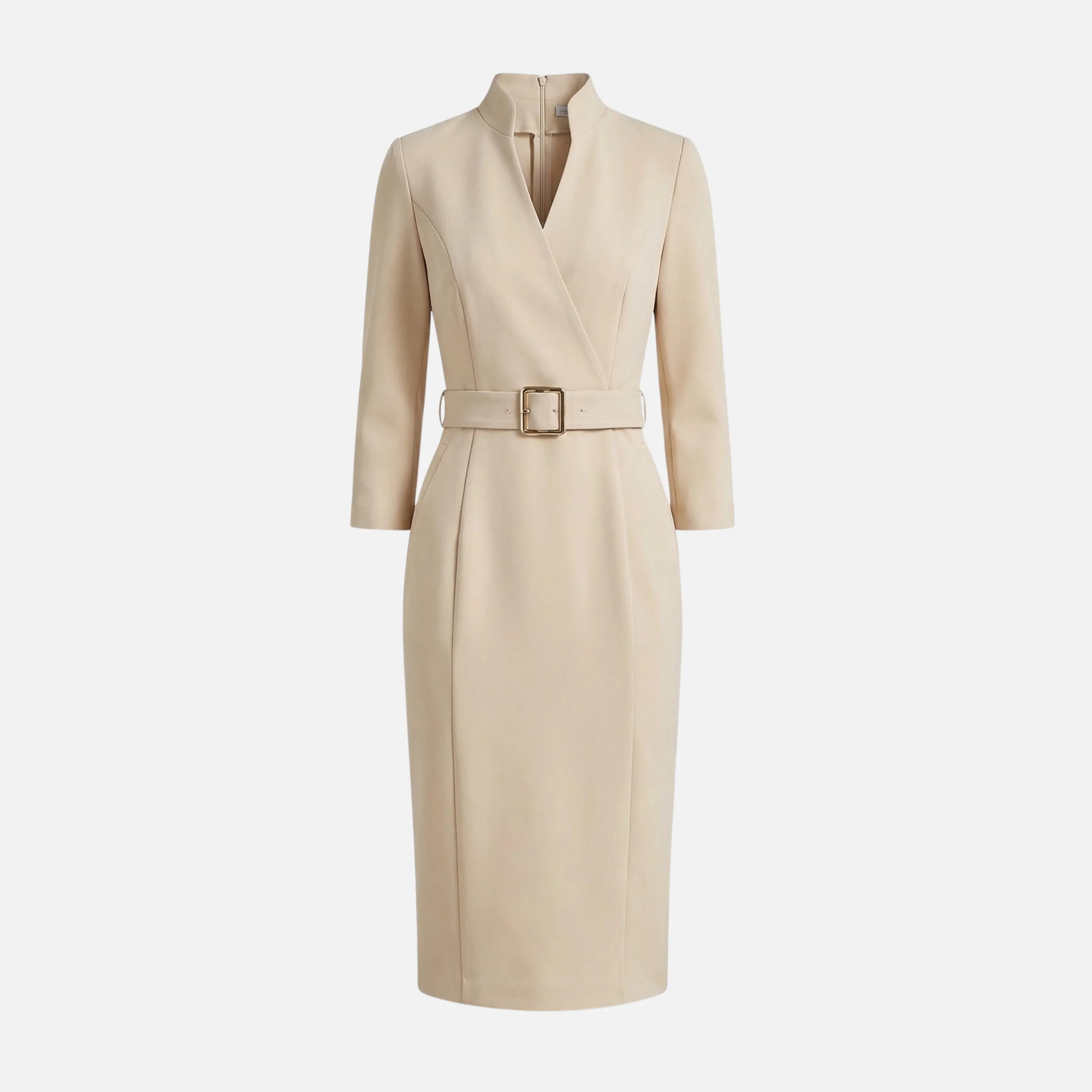 Crossover Neckline Midi Dress with Square Buckle Belt for Women TARHUS  AS - Womens - Dresses