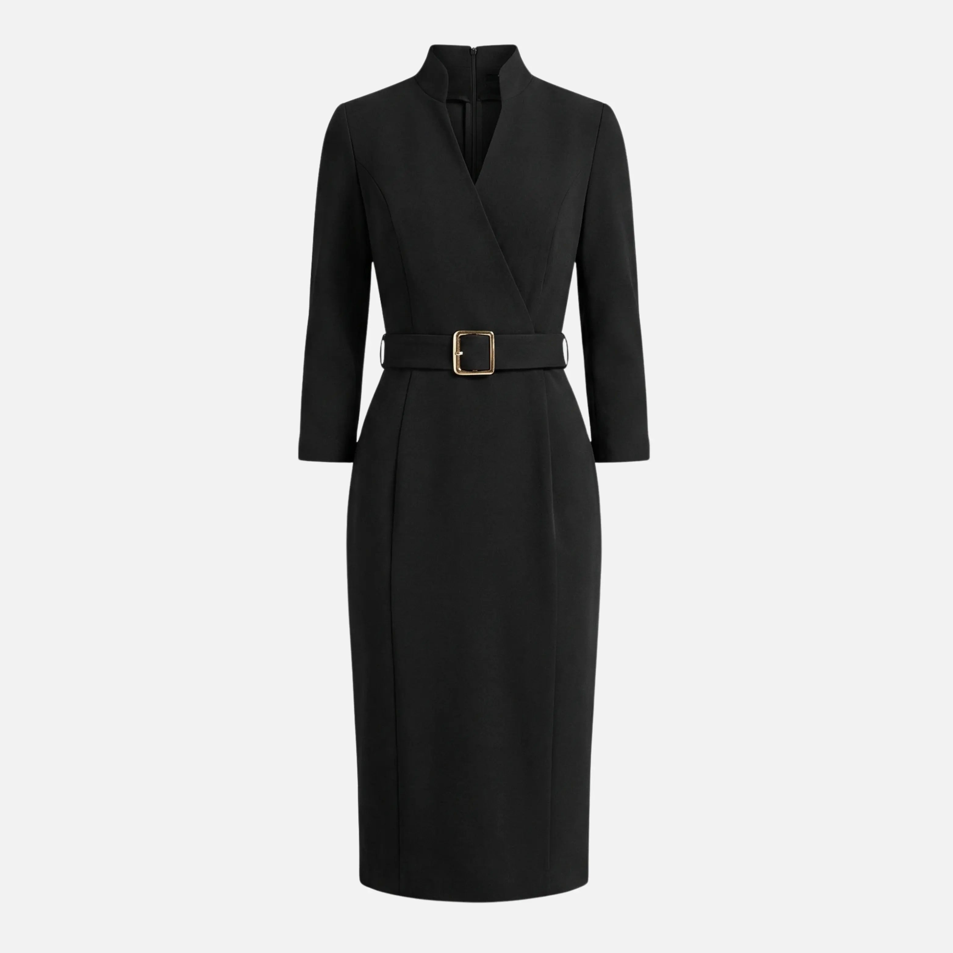 Crossover Neckline Midi Dress with Square Buckle Belt for Women TARHUS  AS - Womens - Dresses
