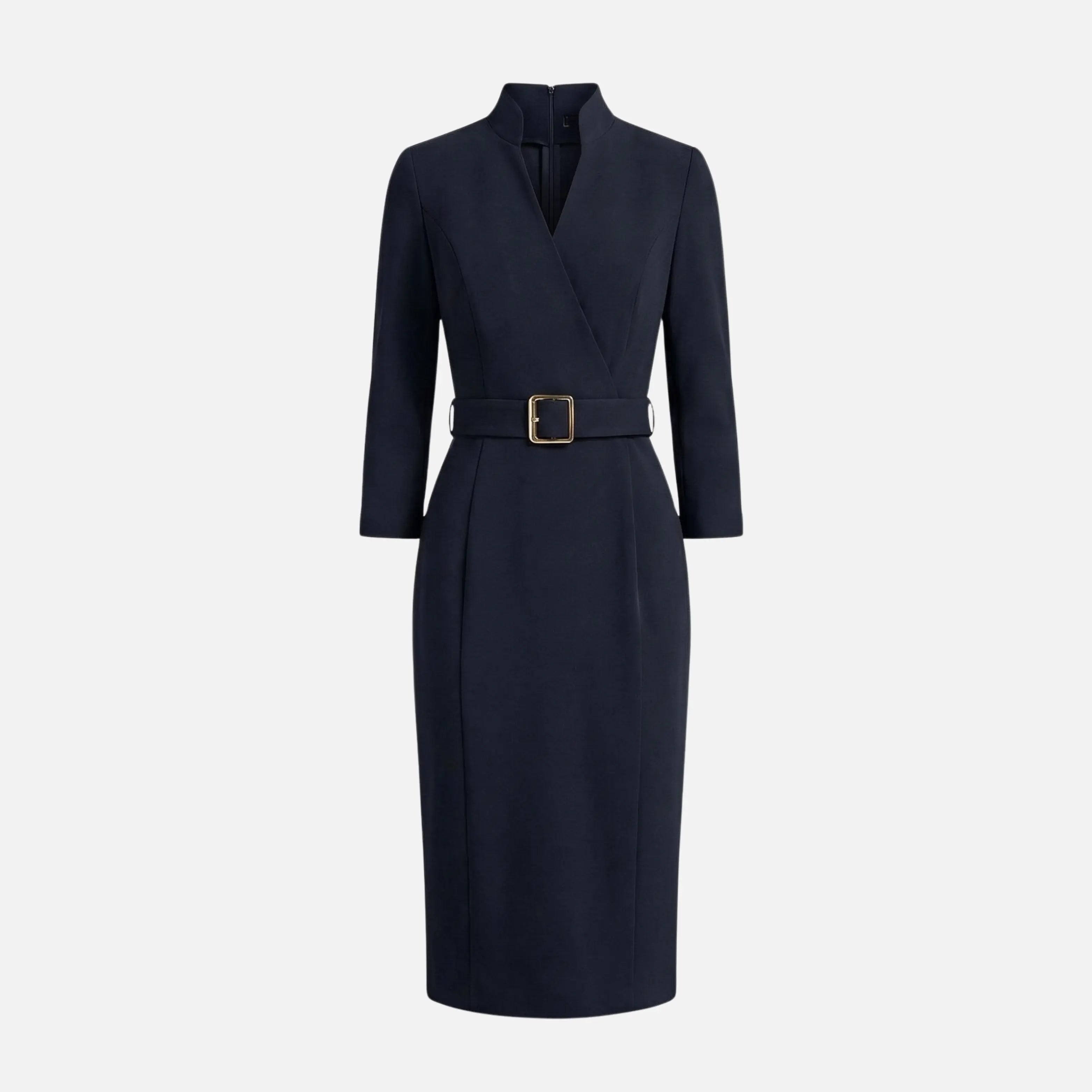 Crossover Neckline Midi Dress with Square Buckle Belt for Women TARHUS  AS - Womens - Dresses