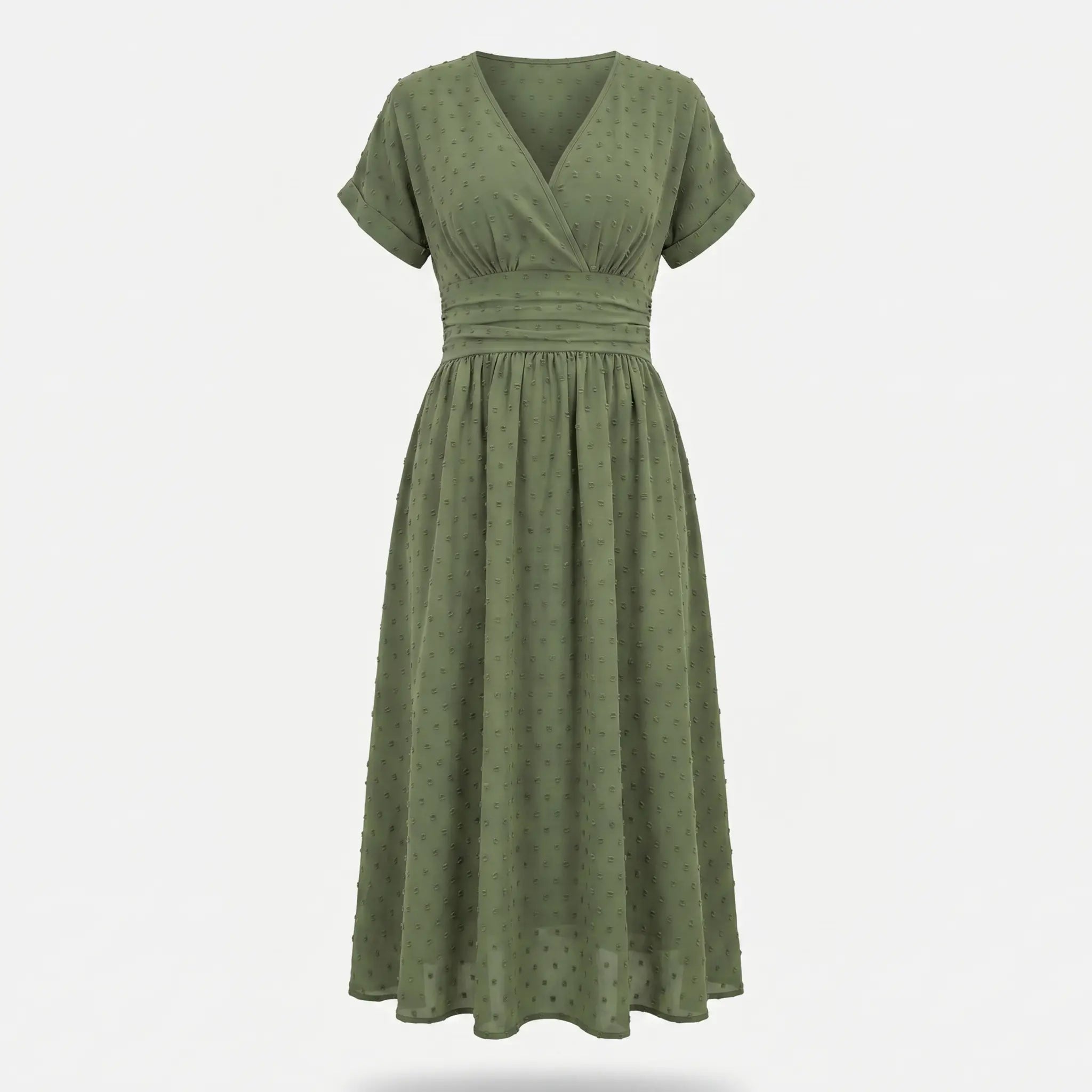 Dotted Chiffon Wrap Maxi Dress with V-Neck for Women TARHUS  SS - Womens - Midi Dress