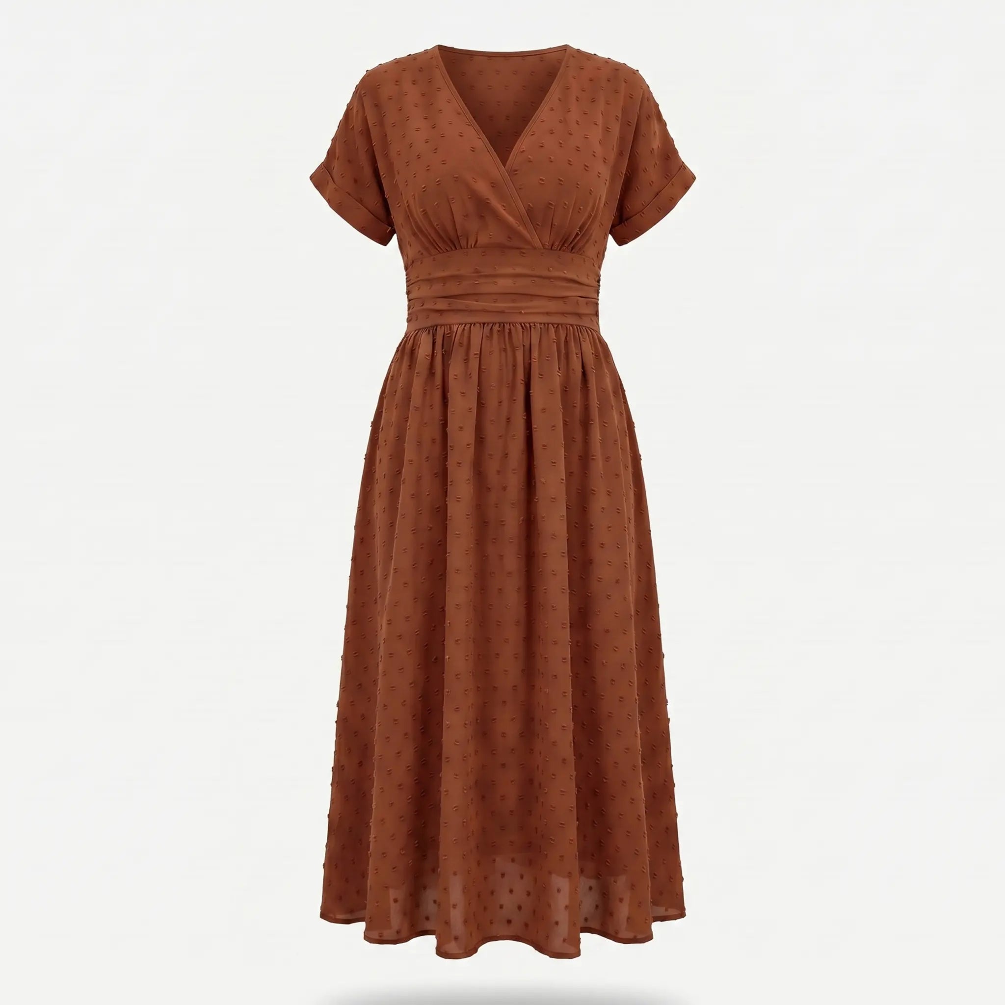 Dotted Chiffon Wrap Maxi Dress with V-Neck for Women TARHUS  SS - Womens - Midi Dress