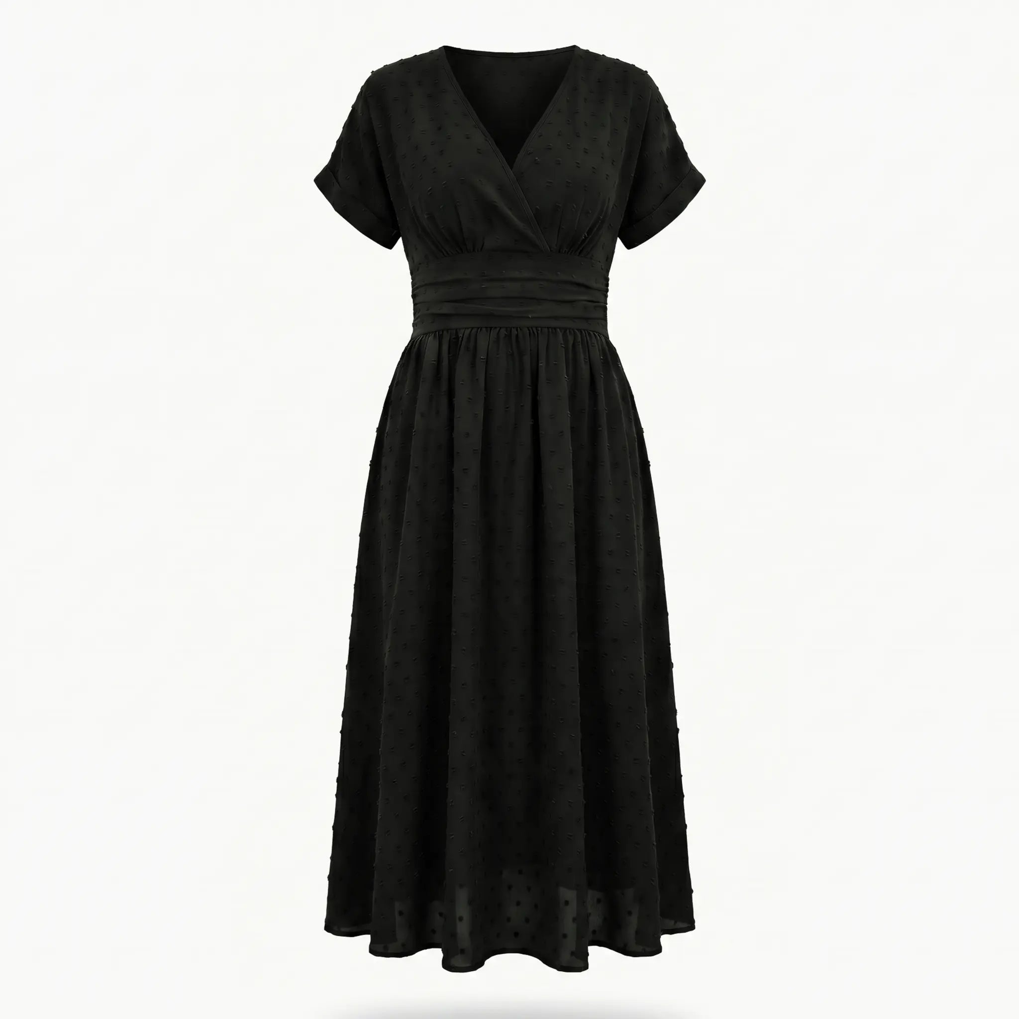 Dotted Chiffon Wrap Maxi Dress with V-Neck for Women TARHUS  SS - Womens - Midi Dress