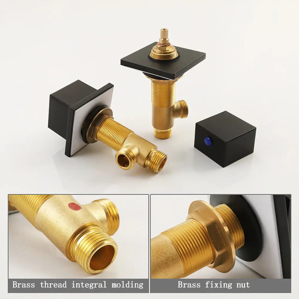 LED Waterfall Bathroom Faucet – Modern Dual Handle Widespread Design In Matte Black - TARHUS