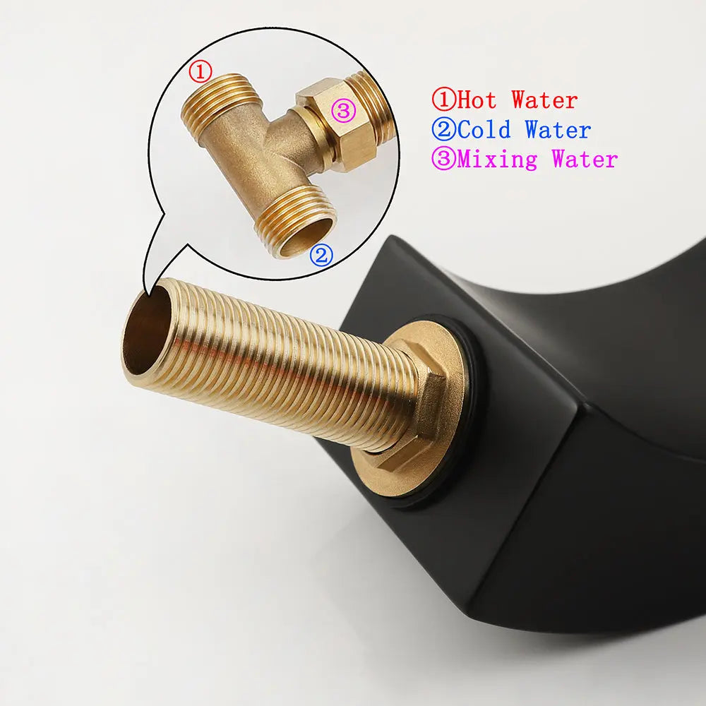 LED Waterfall Bathroom Faucet – Matte Black Widespread Dual Handle - TARHUS