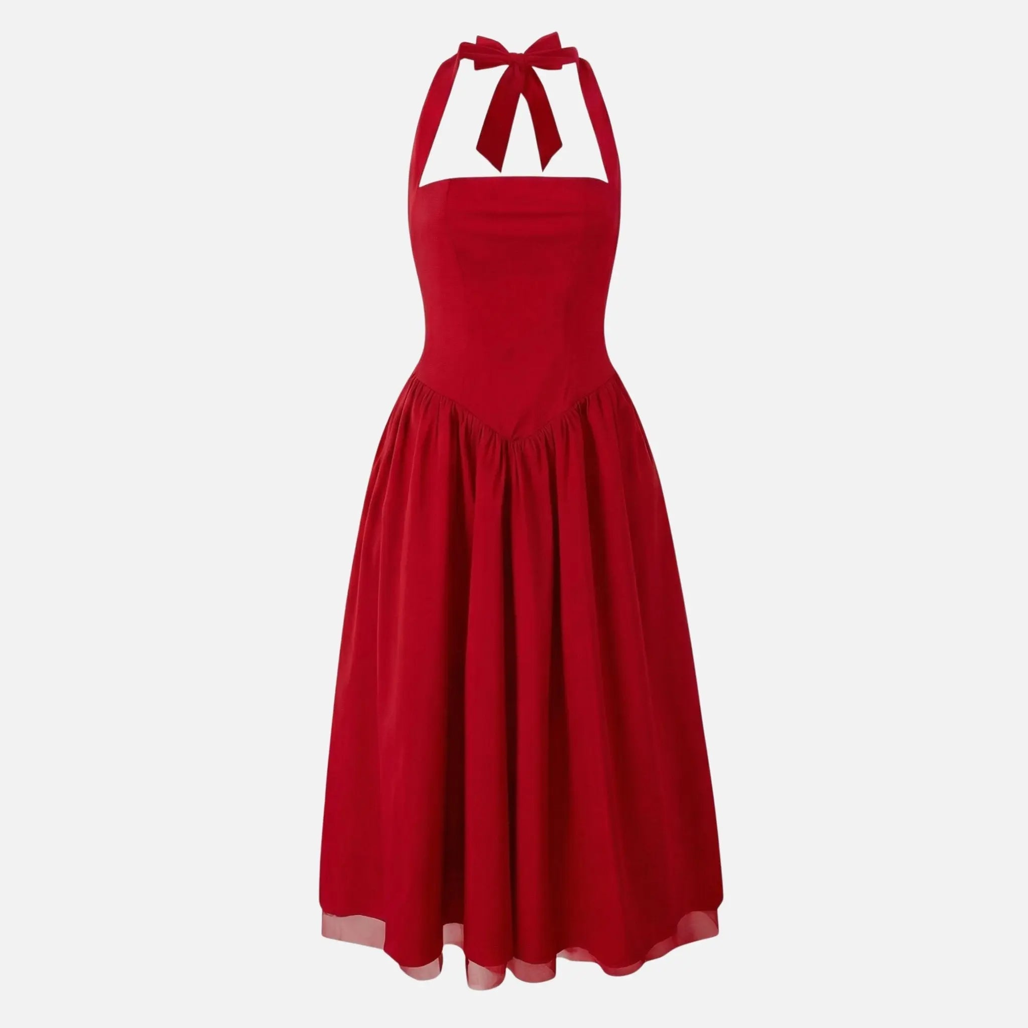 Fit and Flare Midi Dress with Halter Neck for Women TARHUS  SS - Womens - Midi Dress