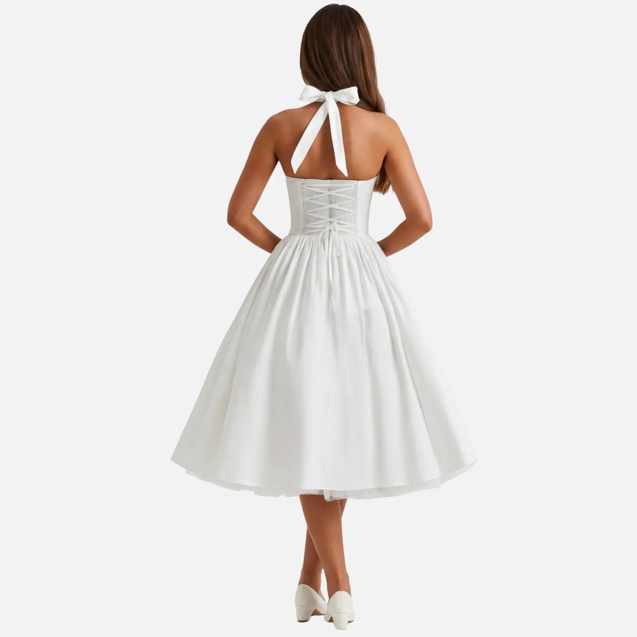 Fit and Flare Midi Dress with Halter Neck for Women TARHUS  SS - Womens - Midi Dress