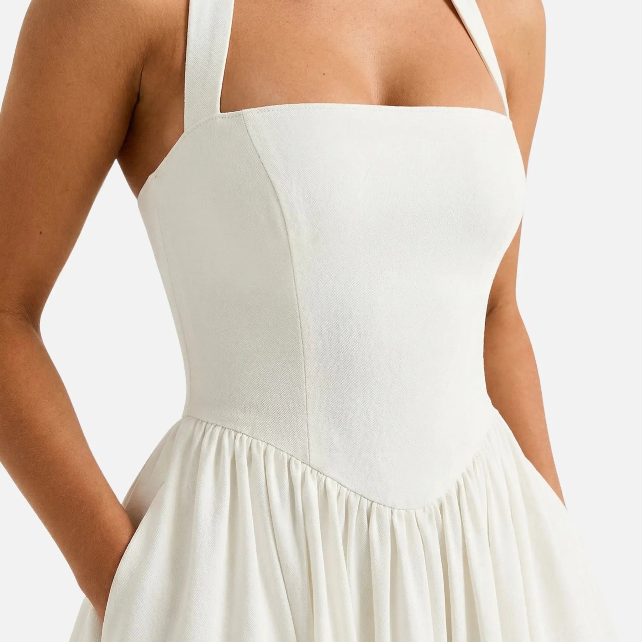 Fit and Flare Midi Dress with Halter Neck for Women TARHUS  SS - Womens - Midi Dress