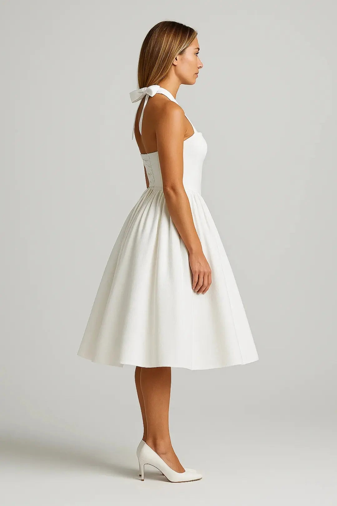 Fit and Flare Midi Dress with Halter Neck for Women TARHUS  SS - Womens - Midi Dress