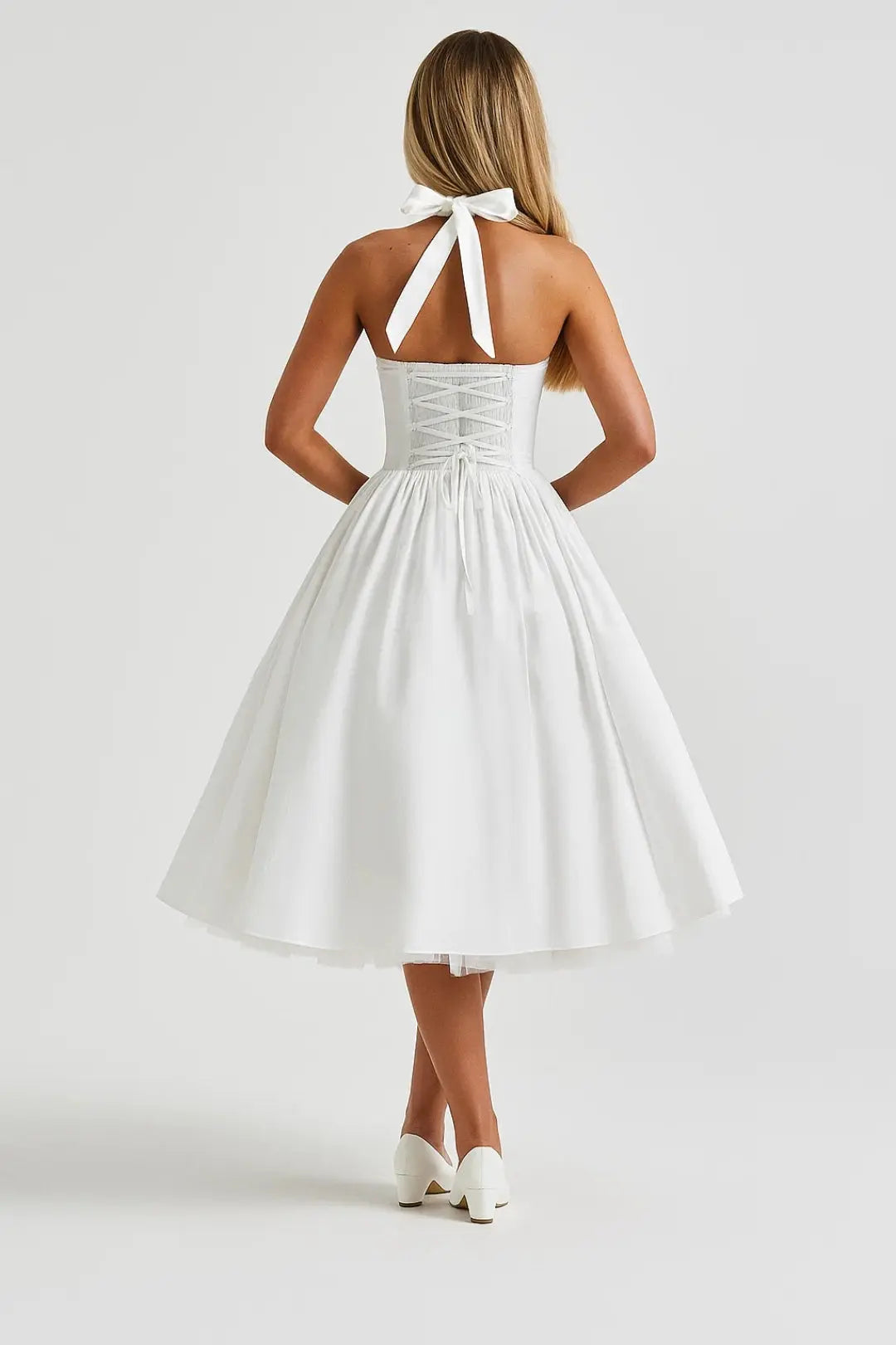 Fit and Flare Midi Dress with Halter Neck for Women TARHUS  SS - Womens - Midi Dress