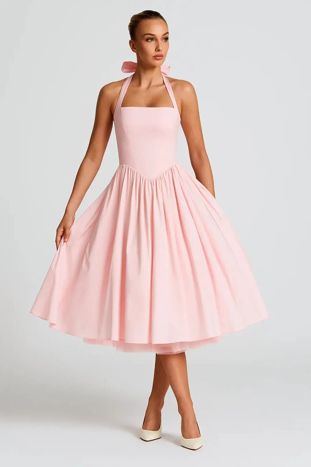 Fit and Flare Midi Dress with Halter Neck for Women TARHUS  SS - Womens - Midi Dress