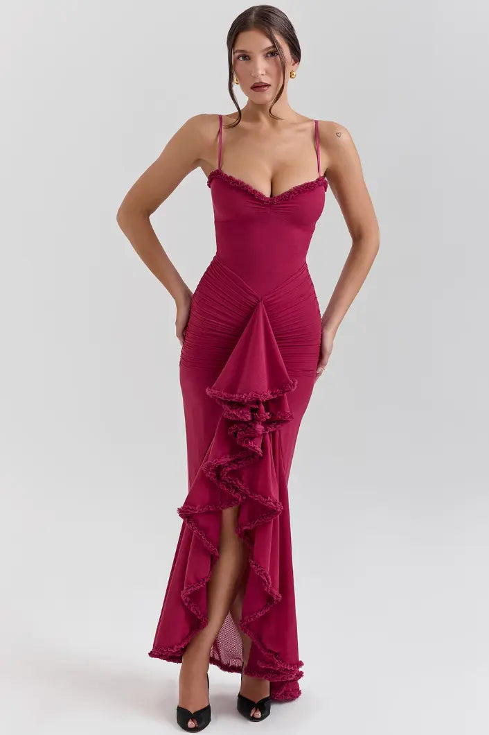 Fitted Knit Maxi Dress – Ruched Body, Mermaid Silhouette for Women TARHUS  AS - Womens - Maxi Dress