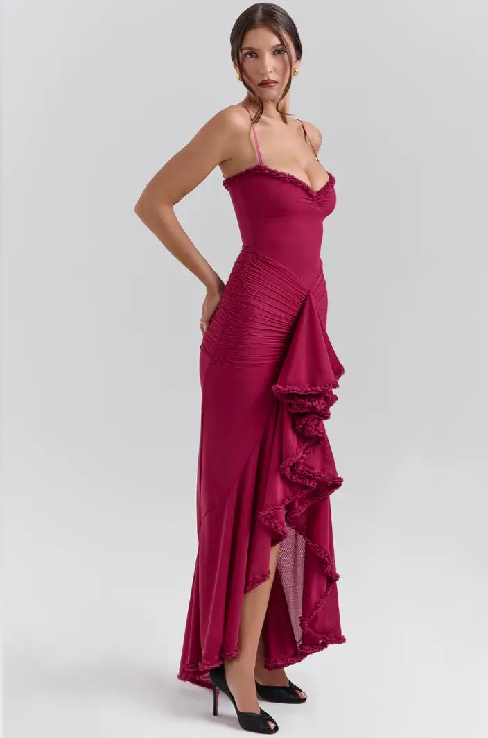 Fitted Knit Maxi Dress – Ruched Body, Mermaid Silhouette for Women TARHUS  AS - Womens - Maxi Dress