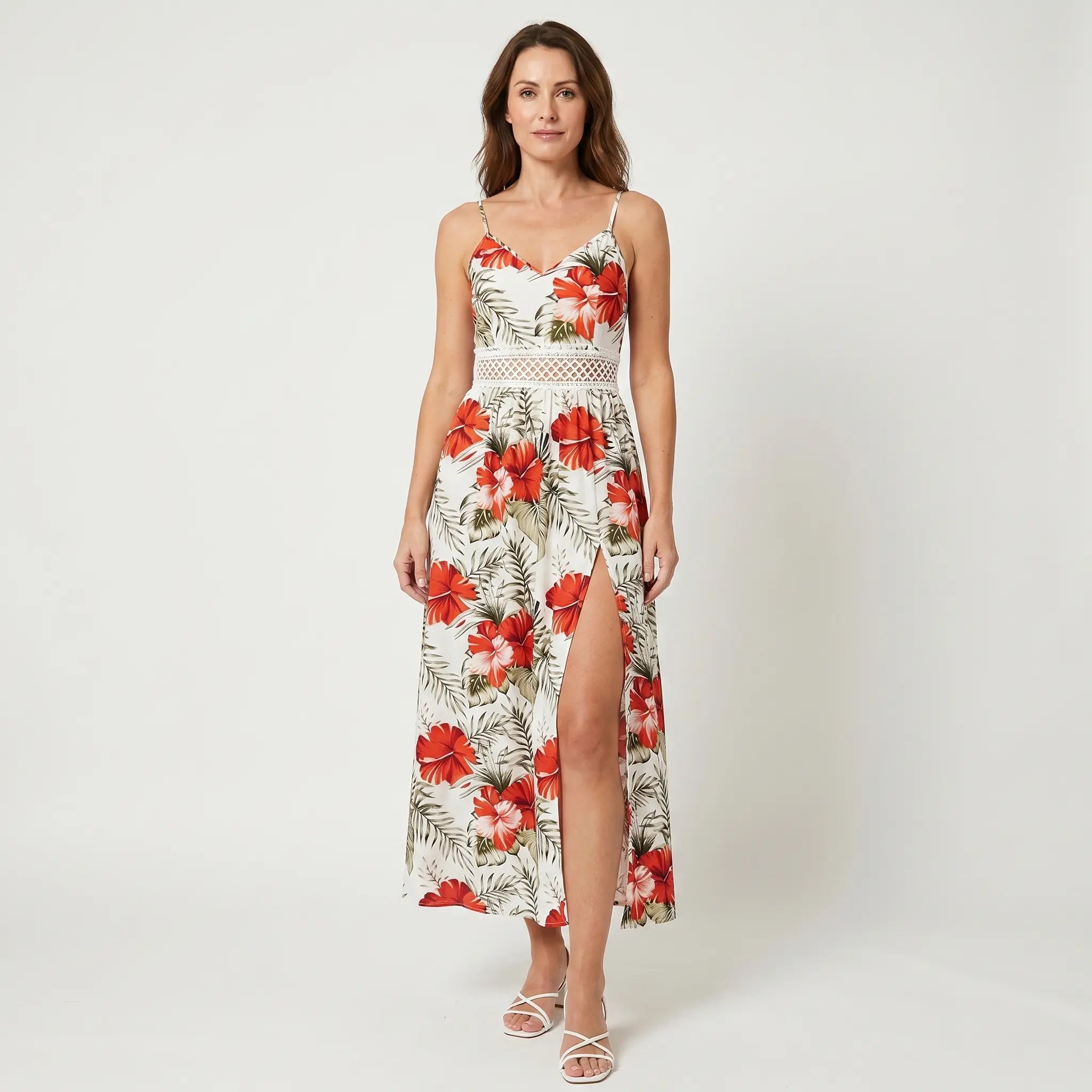 Flowing Maxi Dress with Tropical Floral Print for Women TARHUS  SS - Womens - Maxi Dress