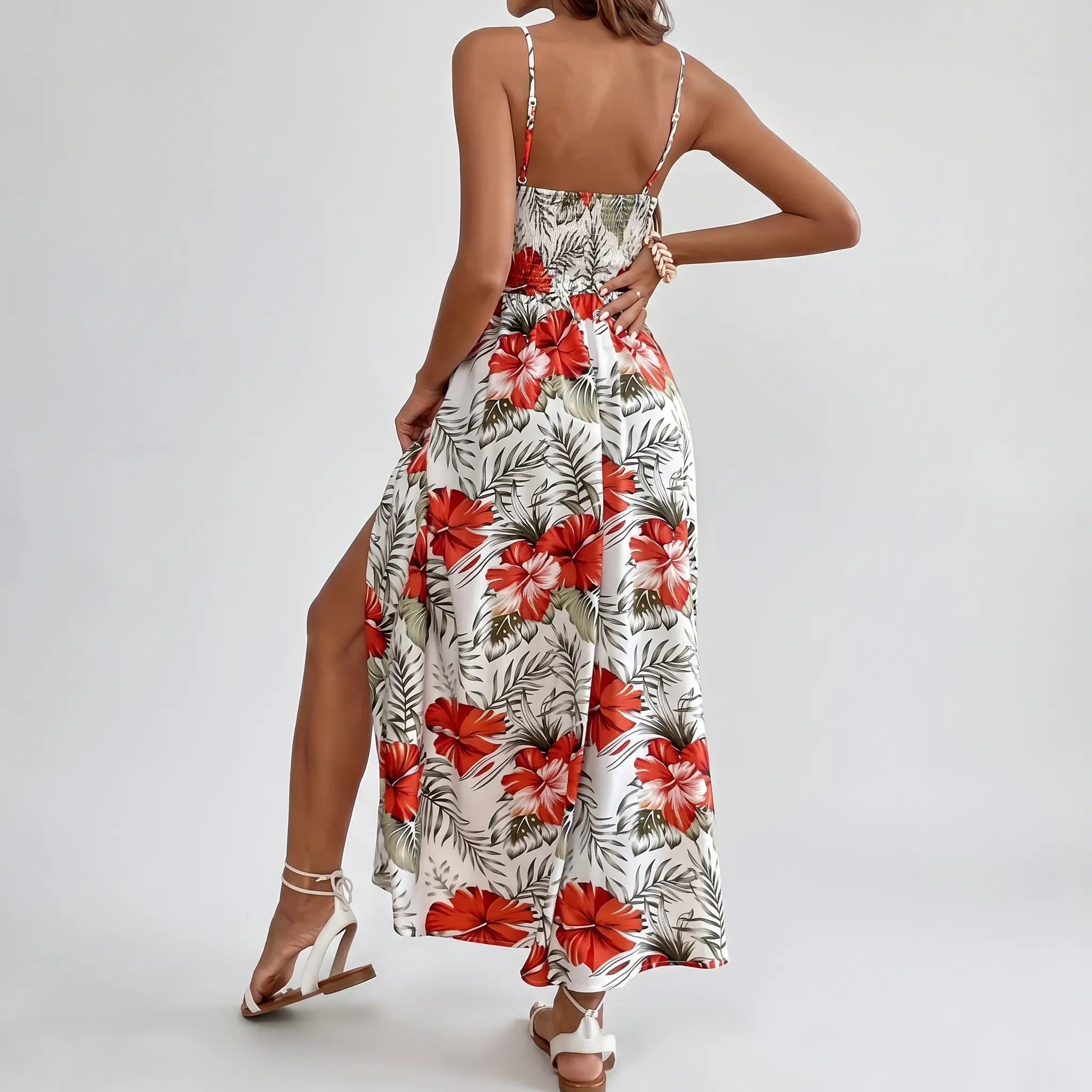 Flowing Maxi Dress with Tropical Floral Print for Women TARHUS  SS - Womens - Maxi Dress