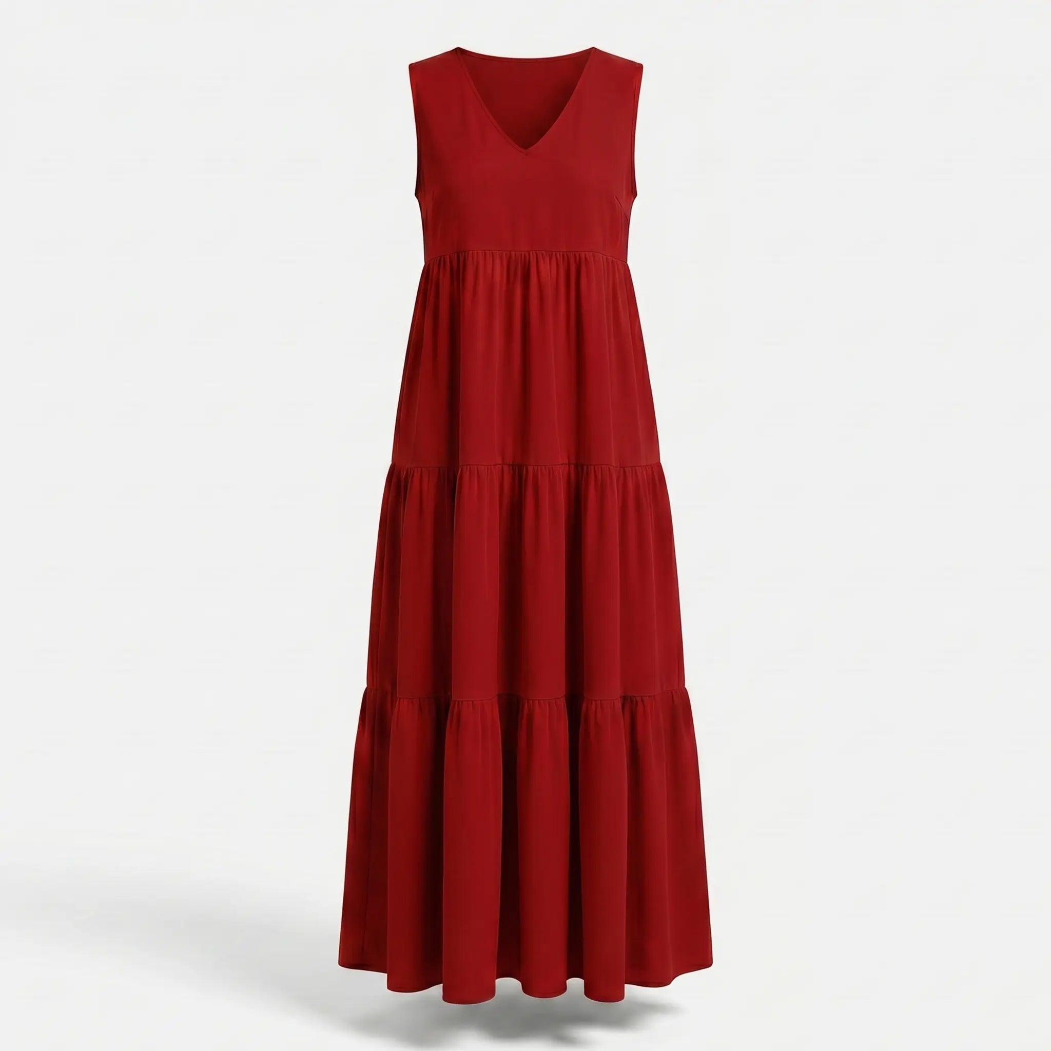 Flowing Tiered Maxi Dress with V-Neck for Women TARHUS  SS - Womens - Maxi Dress