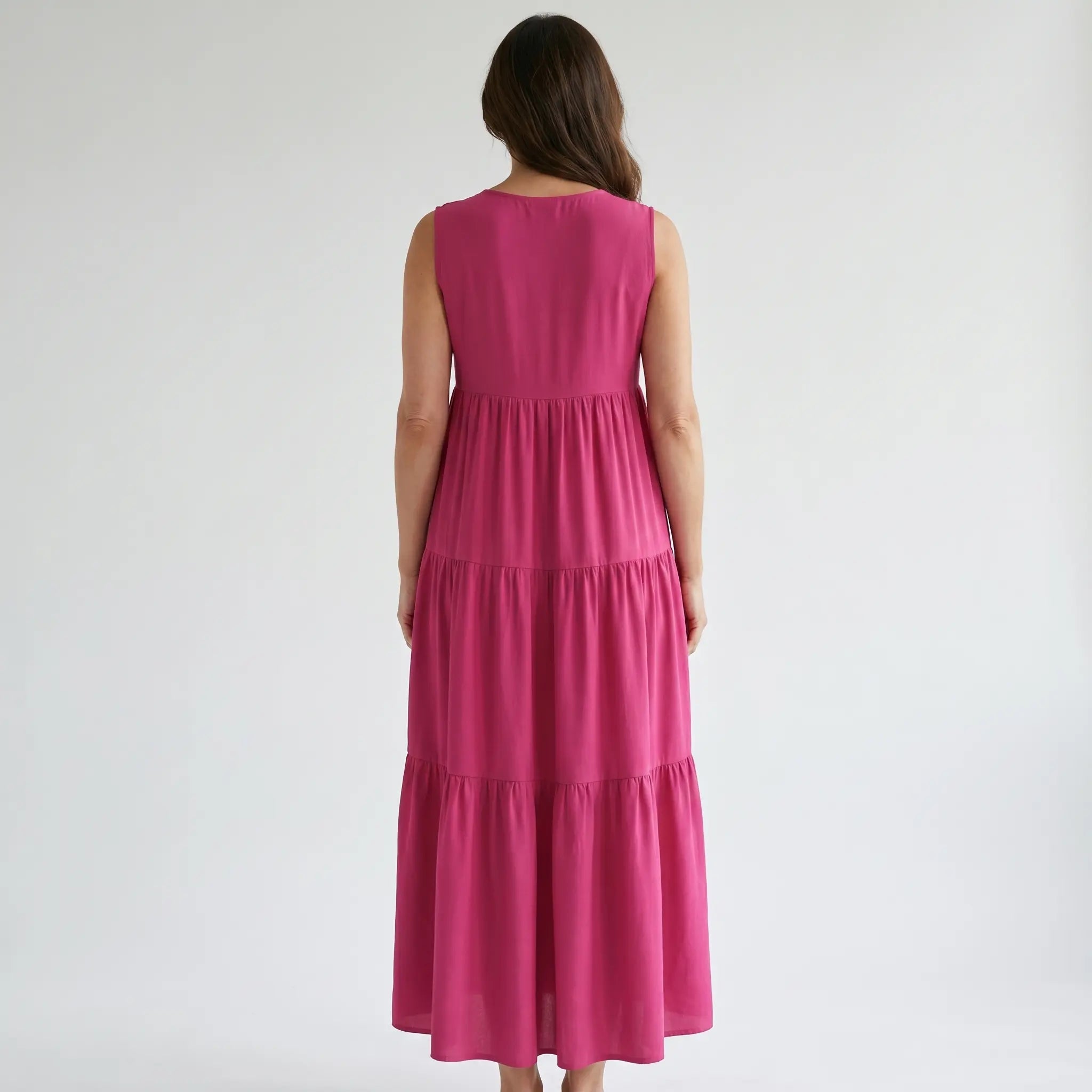 Flowing Tiered Maxi Dress with V-Neck for Women TARHUS  SS - Womens - Maxi Dress