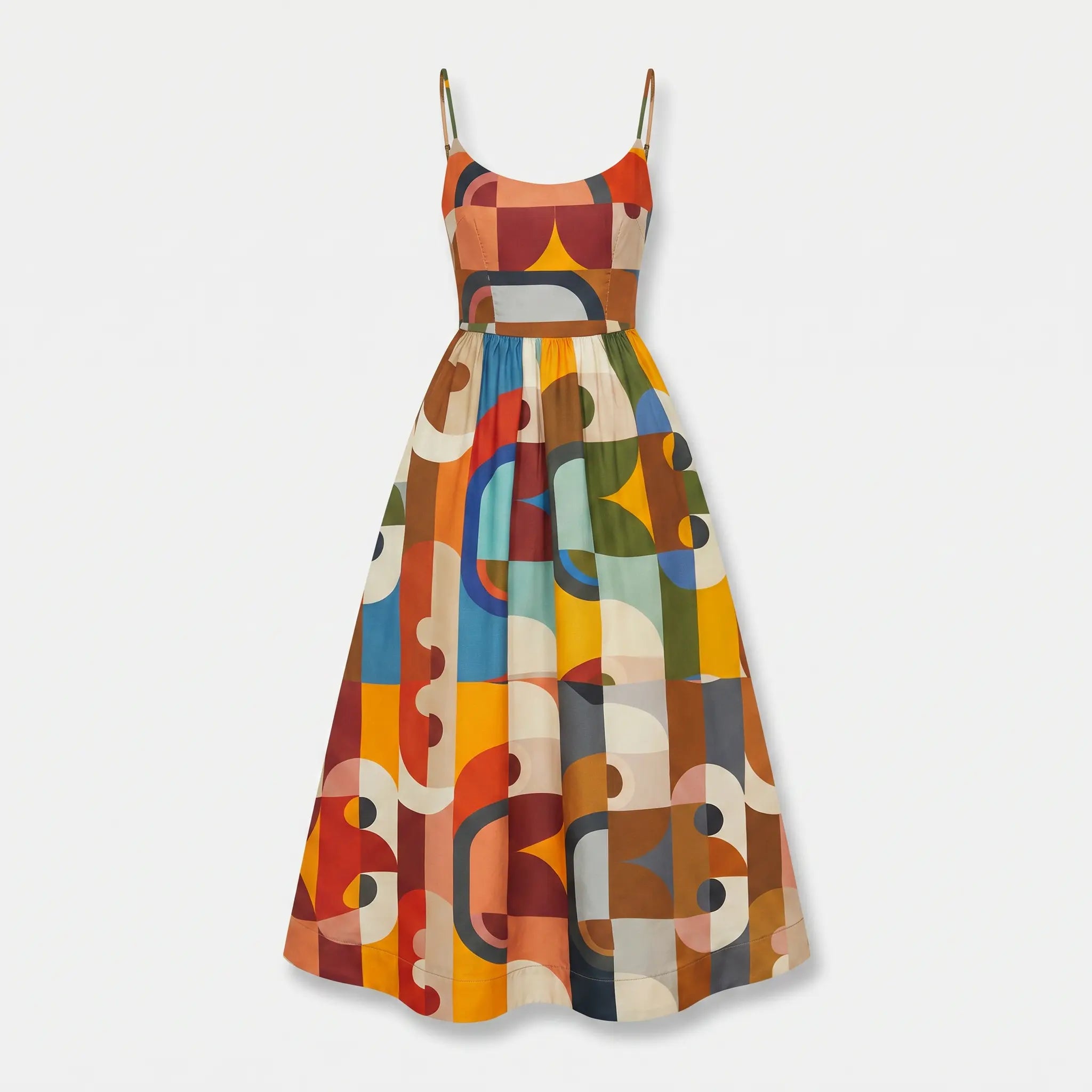 Geometric Print Midi Dress with Spaghetti Straps for Women TARHUS  SS - Womens - Midi Dress