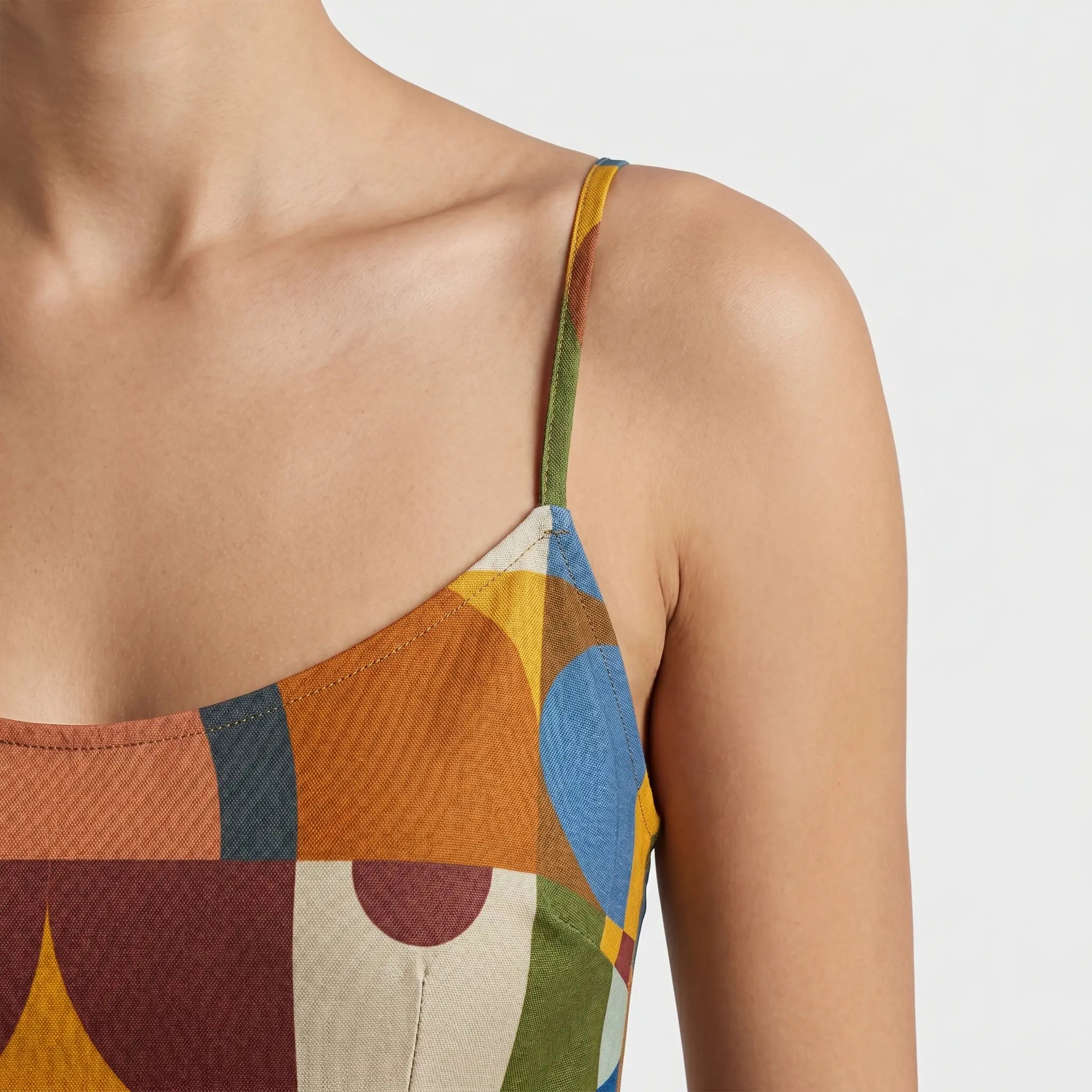 Geometric Print Midi Dress with Spaghetti Straps for Women TARHUS  SS - Womens - Midi Dress