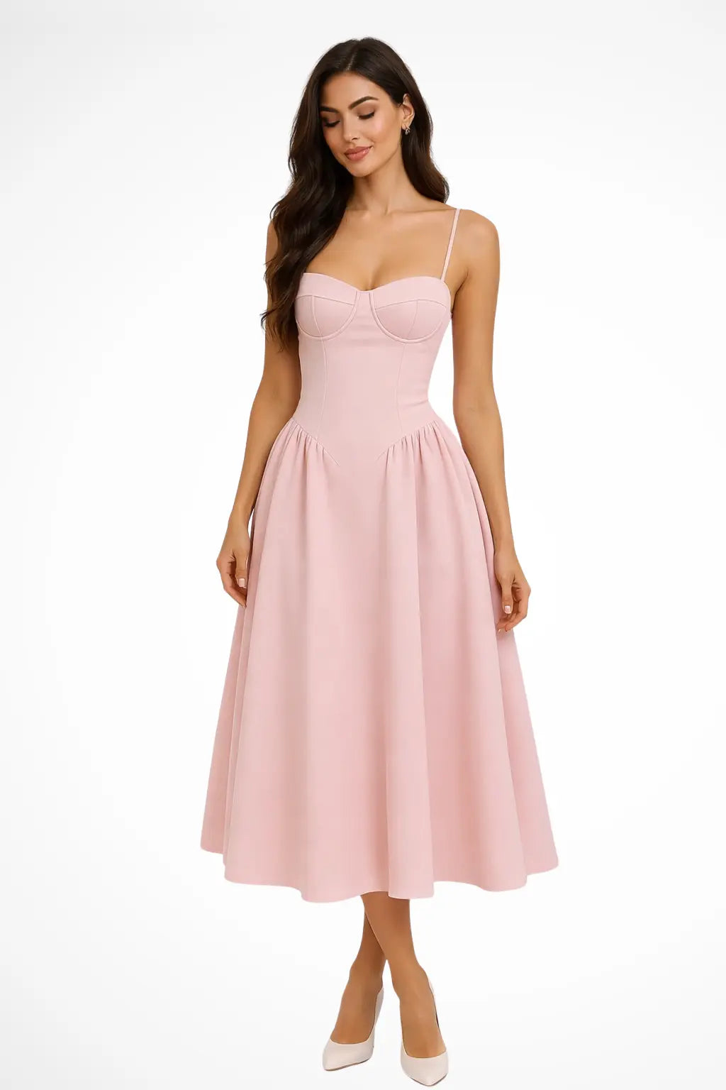 Seren | Women’s Corset Bodice A Line Elegant Midi Wedding Guests Dress TARHUS  Dresses