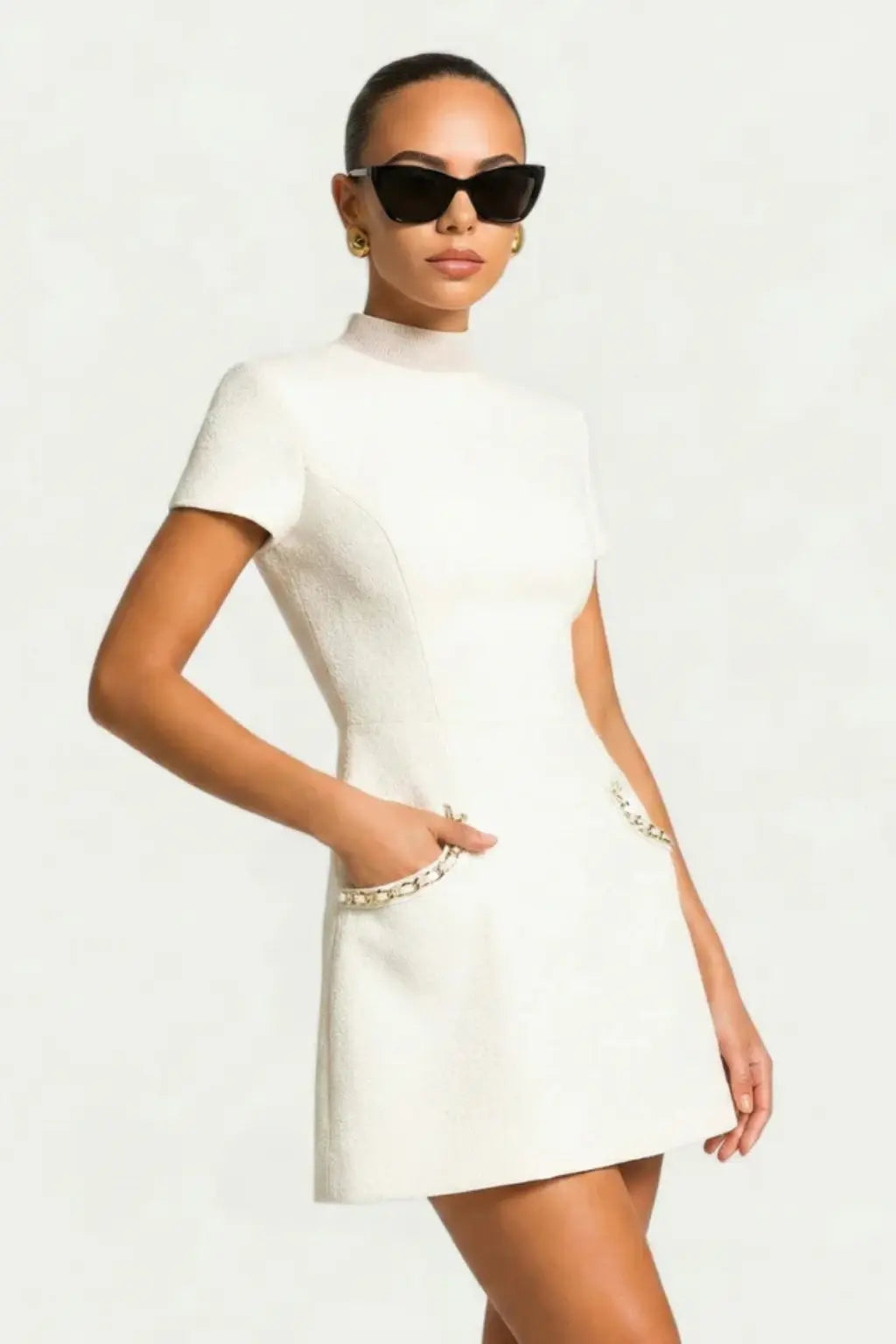 Bronwen | Women Pearl Trim Mini Dress with Pocket Detail TARHUS  Mini Dress