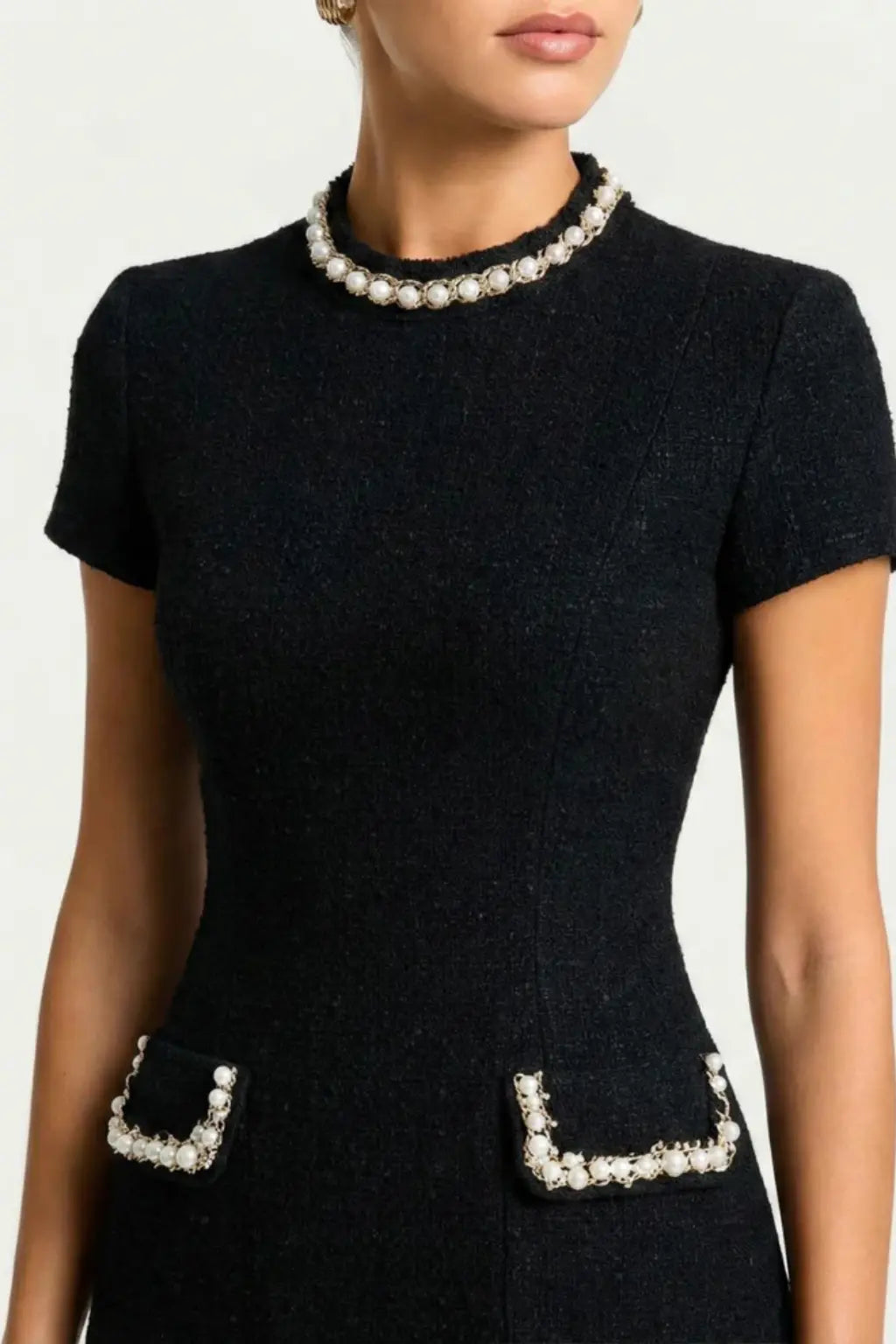 Bronwen | Women Pearl Trim Mini Dress with Pocket Detail TARHUS  Mini Dress
