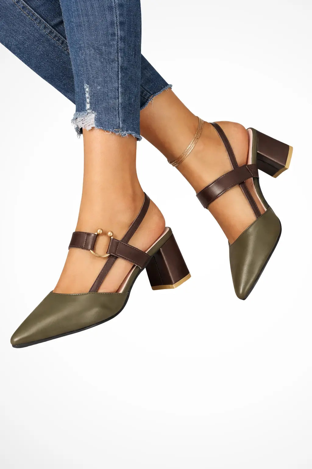 Harriet | Women Pointed Toe Ankle Strap Slingback Heels TARHUS