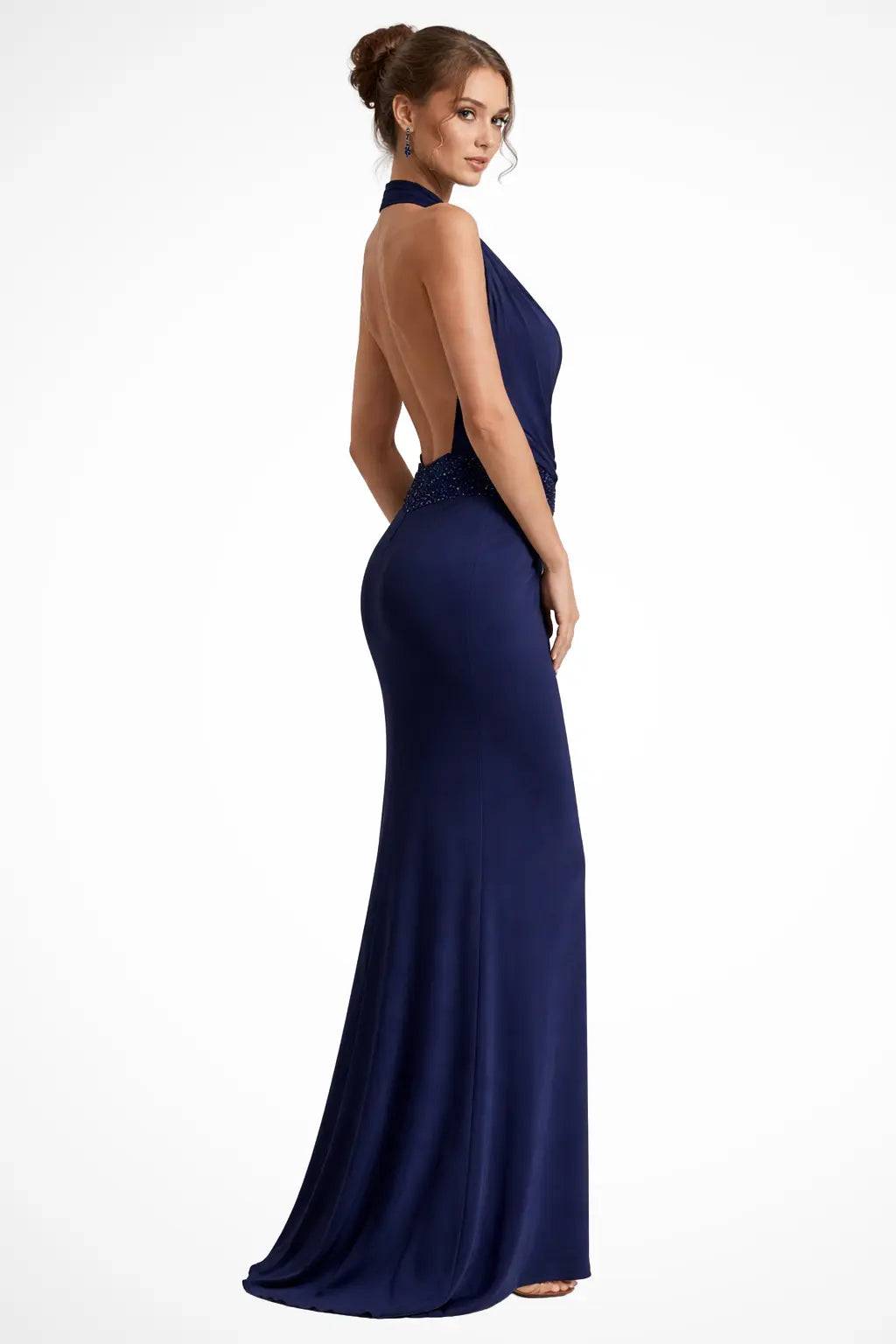 Ottilie | Women Halter Neck Draped Satin Wedding Guest Maxi Dress TARHUS