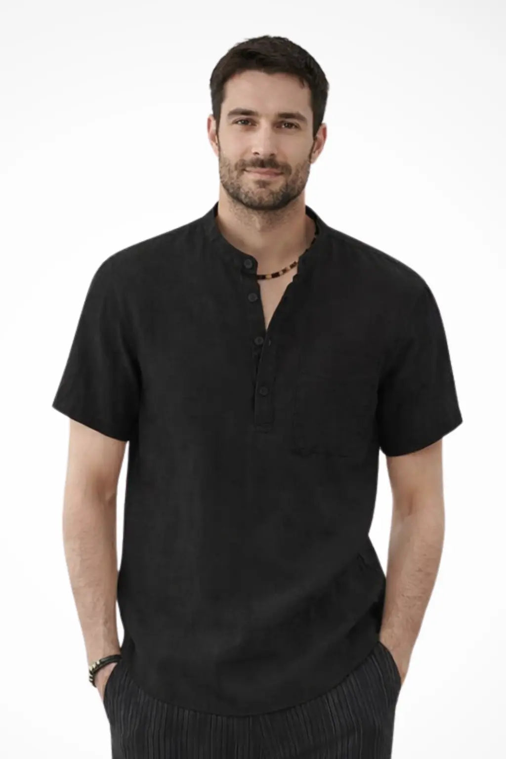 Archer | Men Linen Collar Short Sleeve Summer Shirt TARHUS  Men Shirts
