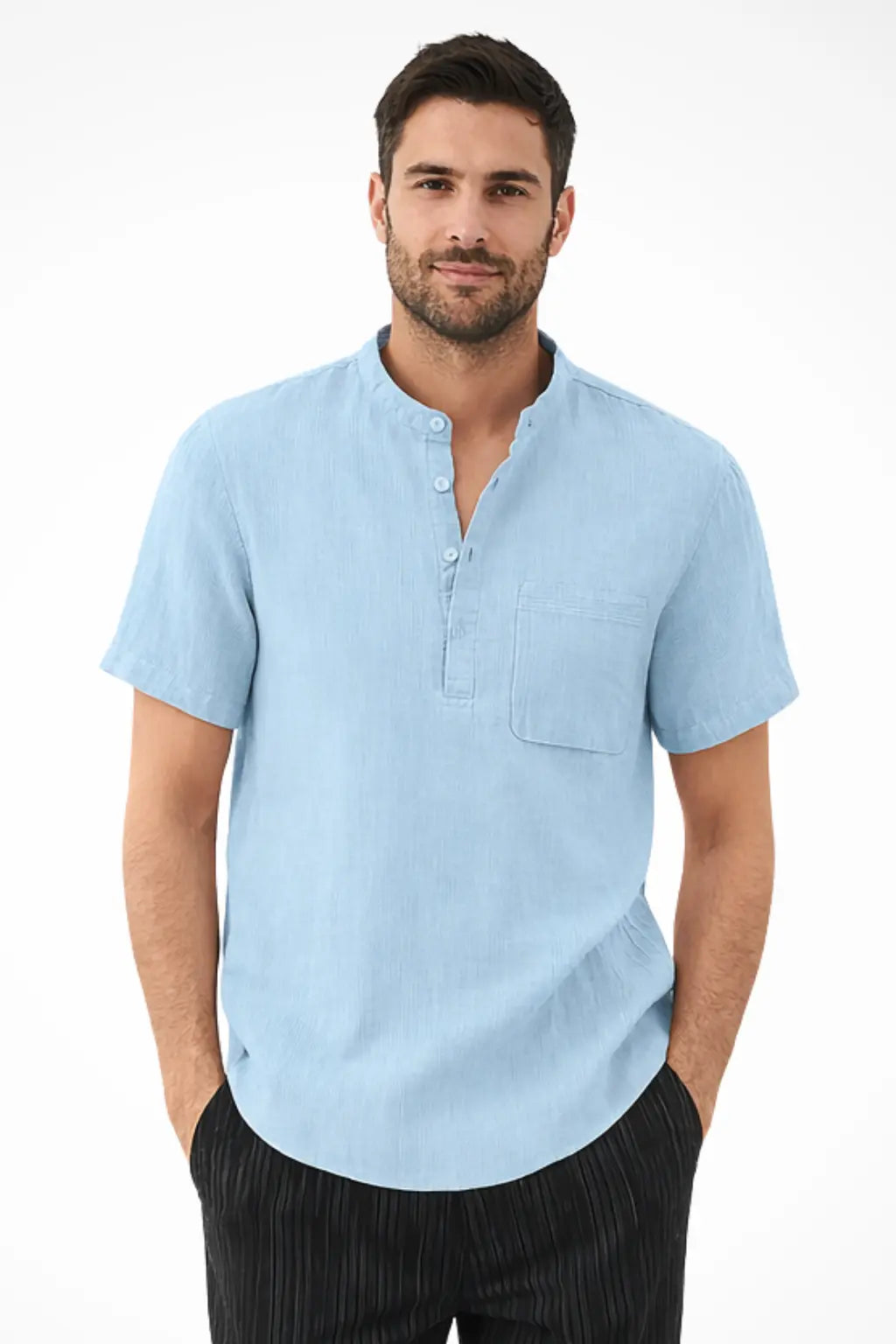 Archer | Men Linen Collar Short Sleeve Summer Shirt TARHUS  Men Shirts