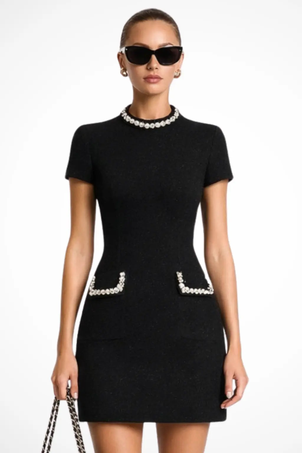 Bronwen | Women Pearl Trim Mini Dress with Pocket Detail TARHUS  Mini Dress