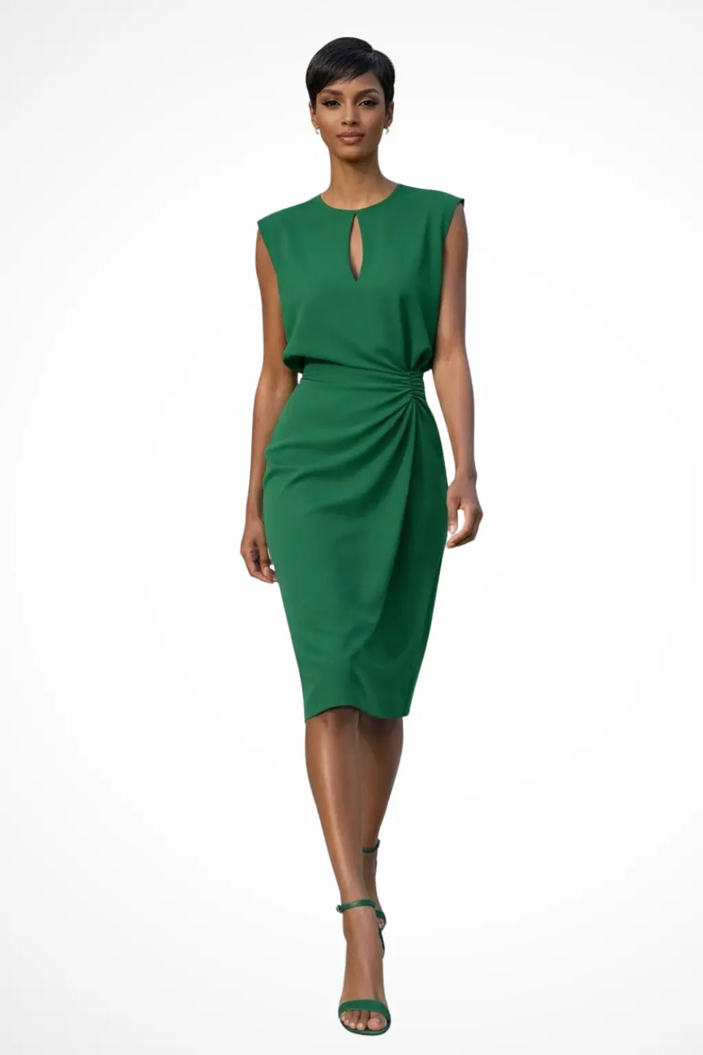 Cressida | Women Ruched Wrap Midi Dress with Cap Sleeves TARHUS  Women Dress