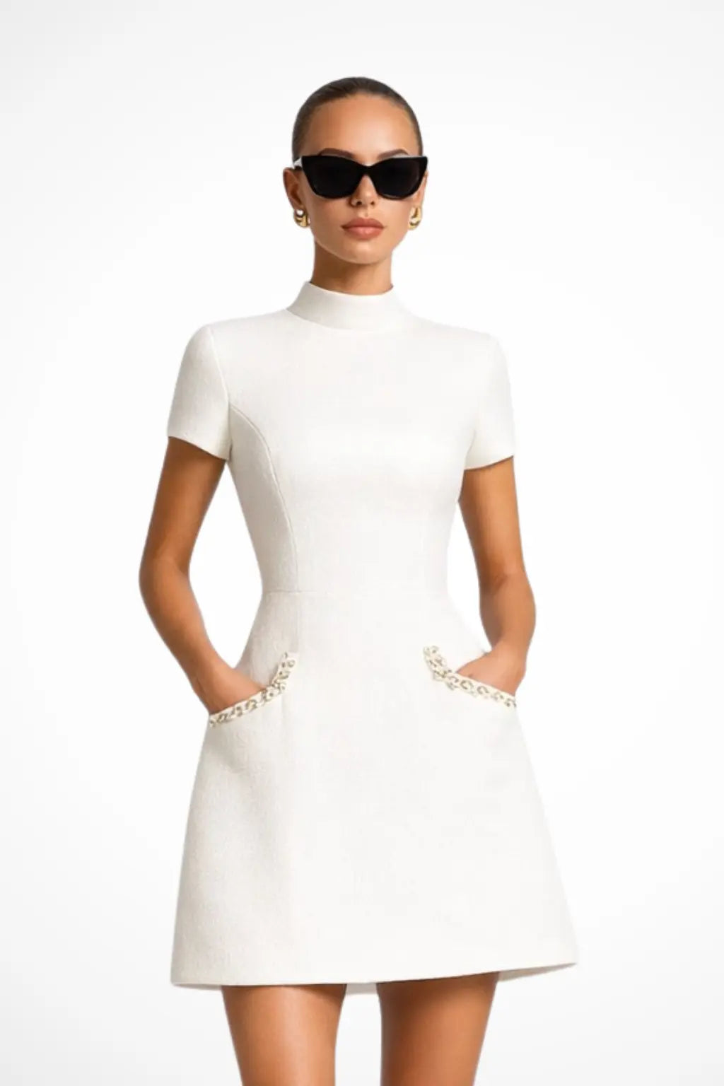 Bronwen | Women Pearl Trim Mini Dress with Pocket Detail TARHUS  Mini Dress