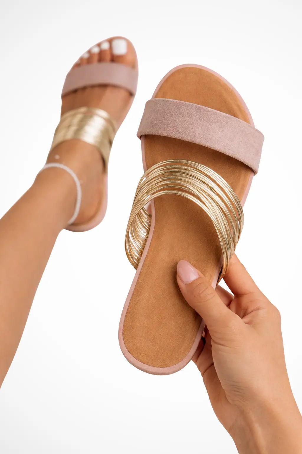 Cecily | Women Multi Ring Metallic Detail Open Toe Flat Slides TARHUS