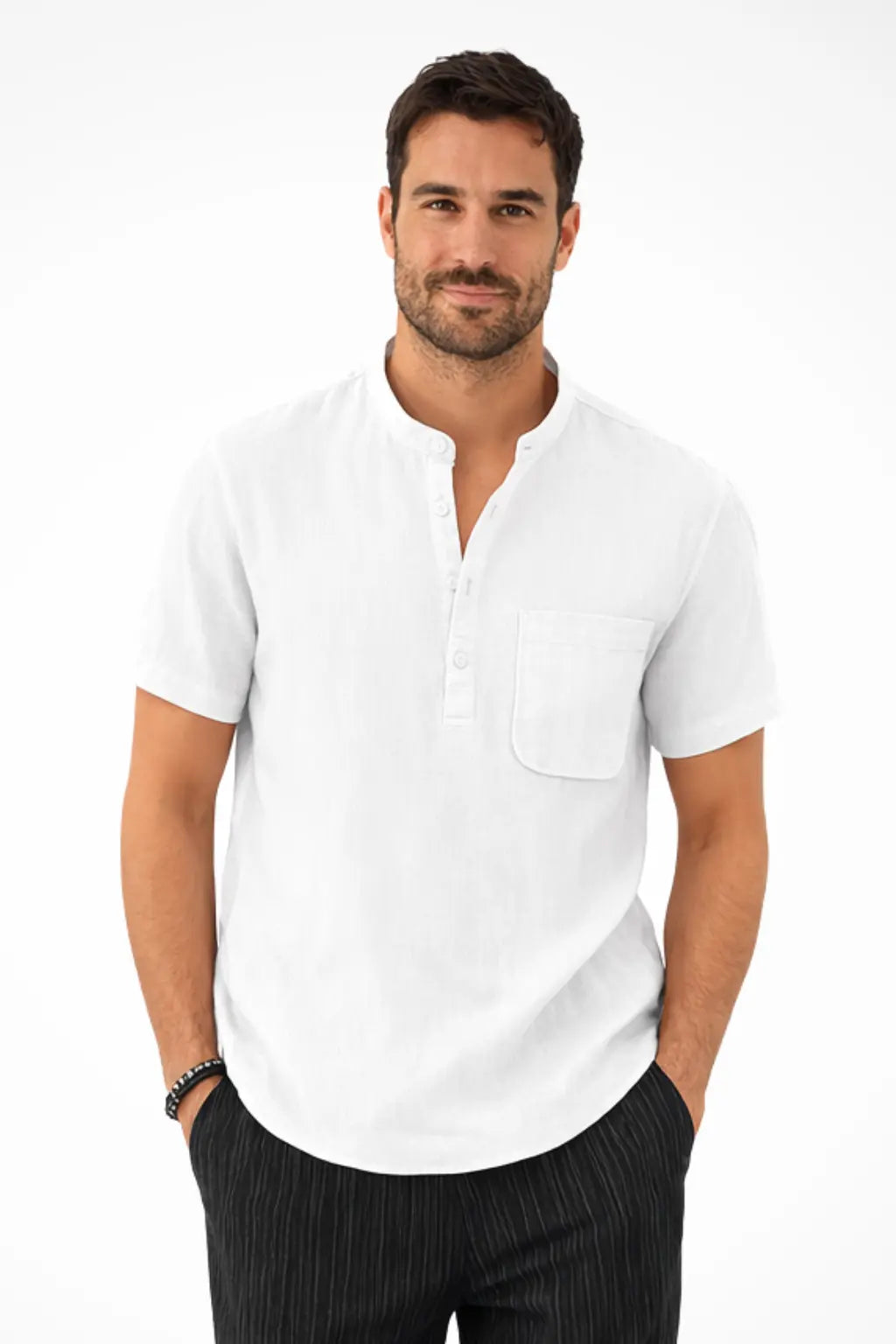 Archer | Men Linen Collar Short Sleeve Summer Shirt TARHUS  Men Shirts