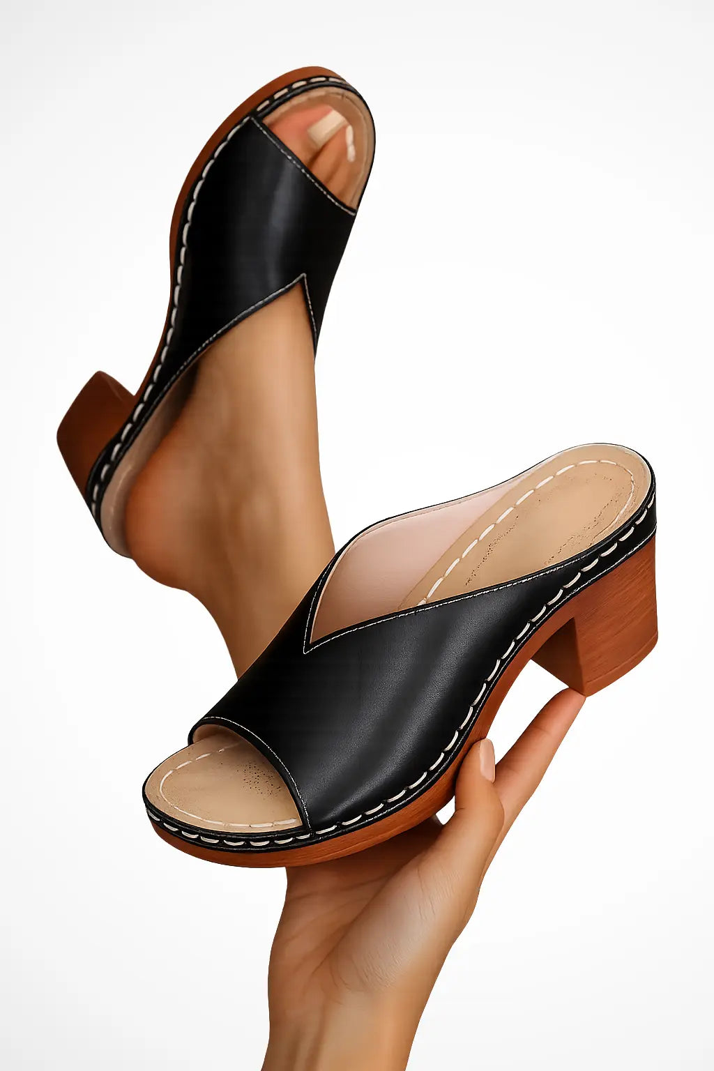 Rosalind | Women Open Toe Slip On Block Heel Mules TARHUS