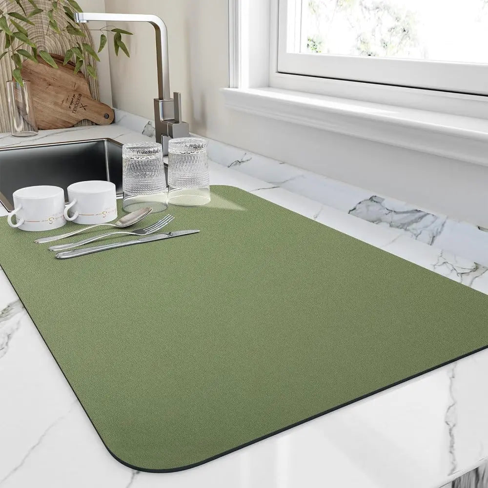 Quick Dry Dish Mat | Ultra Absorbent – Space-Saving Kitchen Essential TARHUS  Kitchen Mats