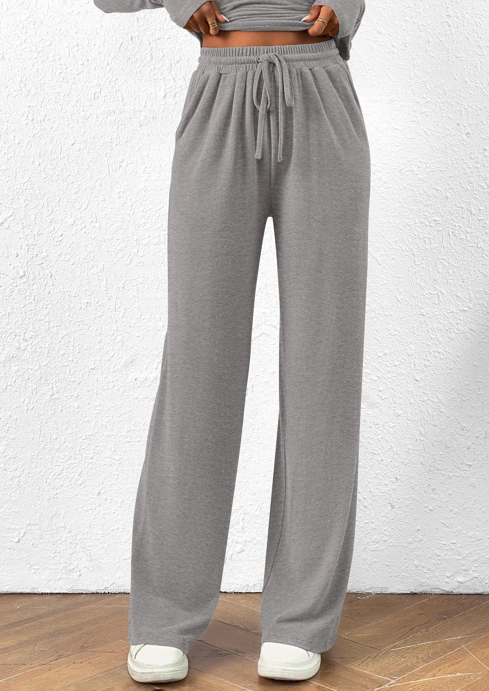 Long Sleeve T-Shirt Wide Leg Pants Casual 2 Piece Sets - TARHUS