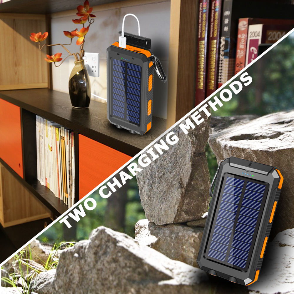 Solar Power Bank – Portable Waterproof Charger with Dual USB & LED Flashlight | SolarBank TARHUS  Electronics & Lights