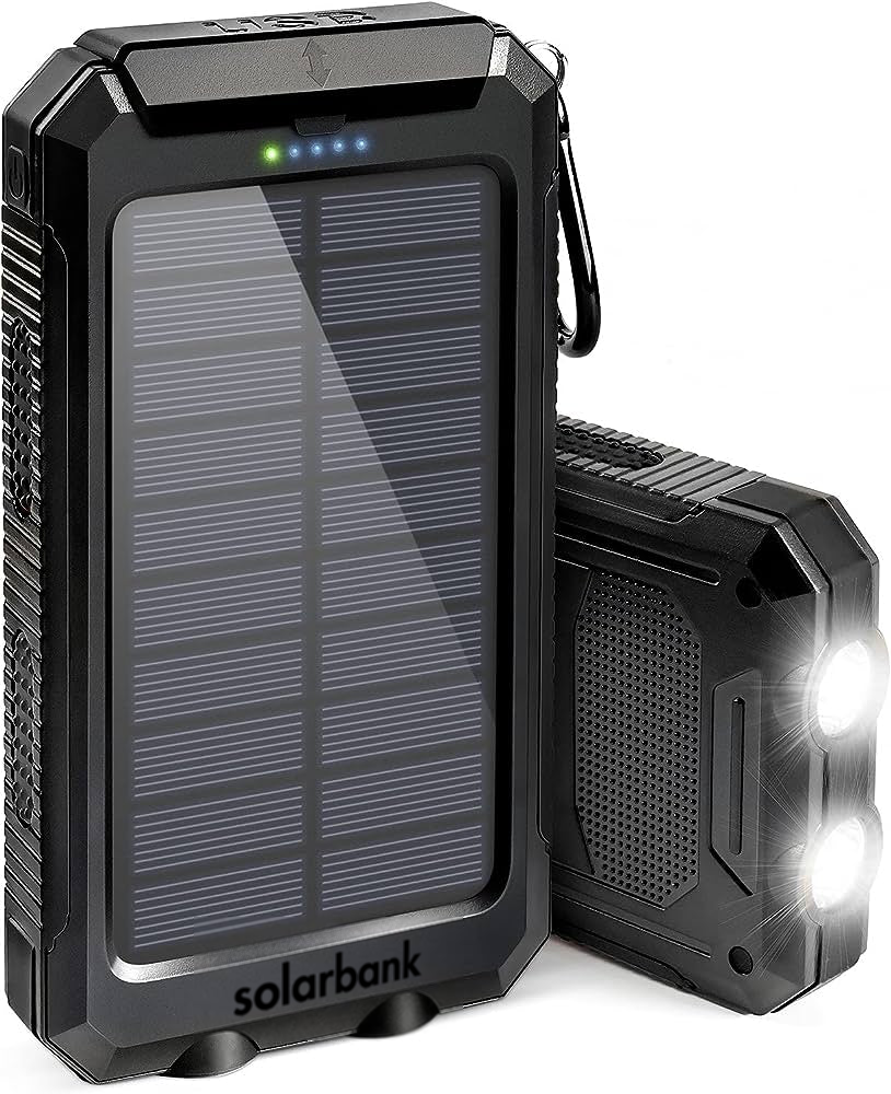 Solar Power Bank – Portable Waterproof Charger with Dual USB & LED Flashlight | SolarBank TARHUS  Electronics & Lights