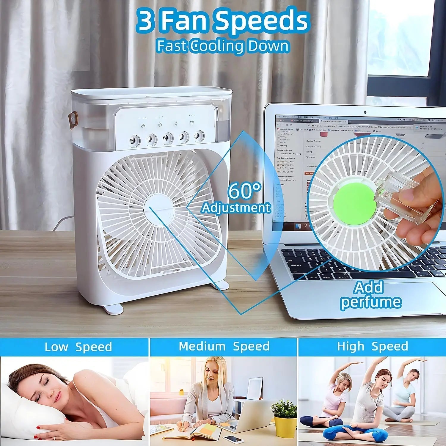 Luxyecs | AirCooler Pro – 3-in-1 Fan, Mini Air Conditioner & Humidifier with LED Light TARHUS  Air cooler