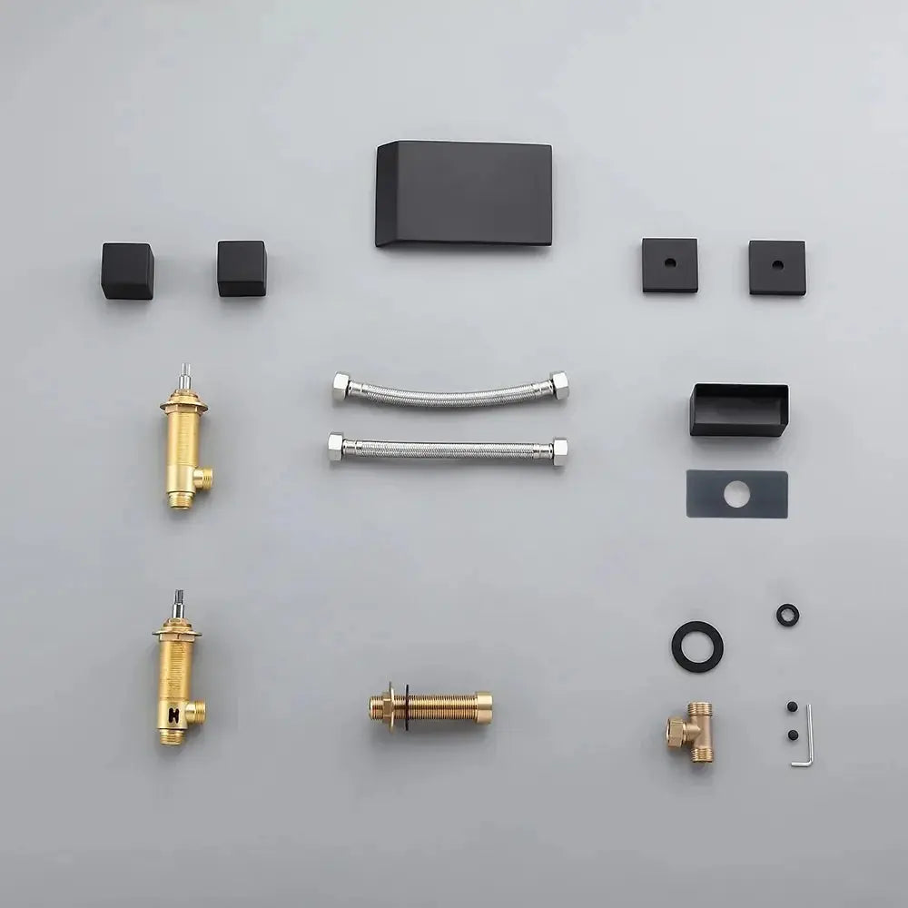 Modern Matte Black Bathroom Faucet – Waterfall Spout with Solid Brass Construction - TARHUS