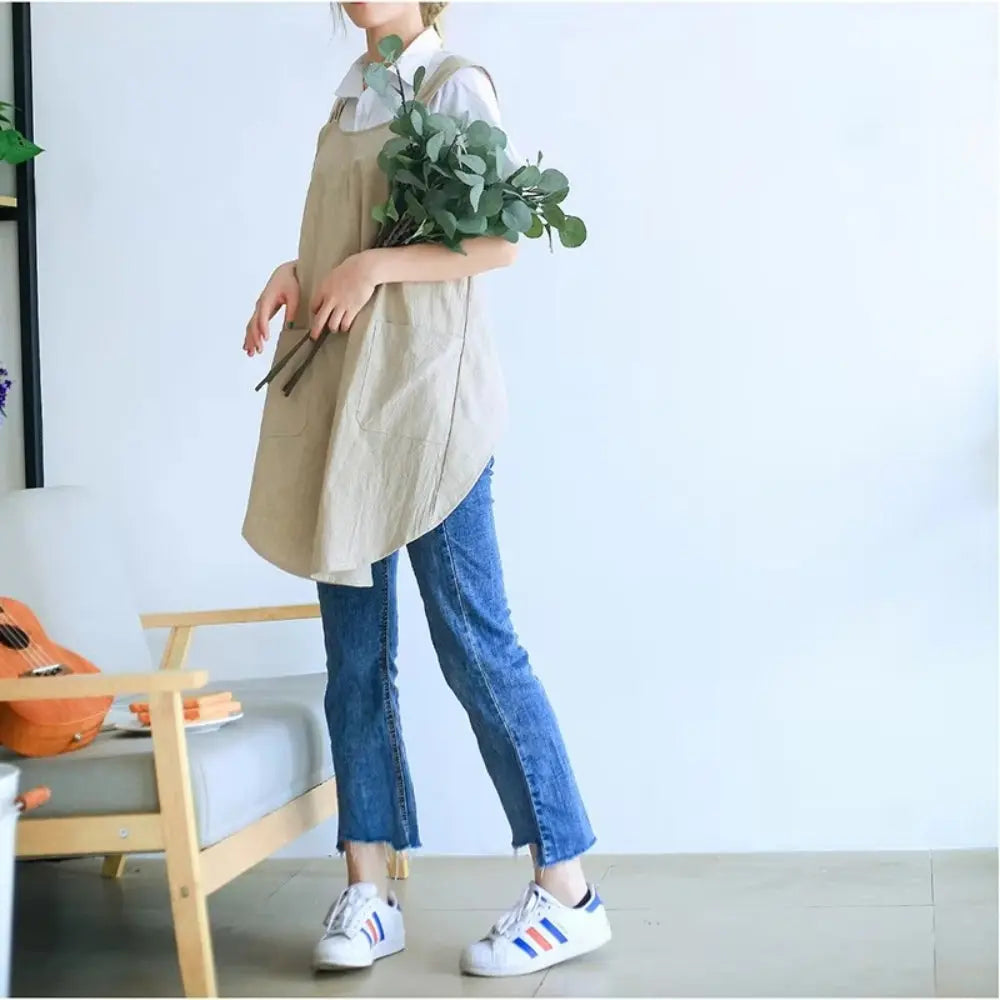 Korean Cross-Back Apron | Relaxed Fit – Everyday Home Wear TARHUS  Aprons
