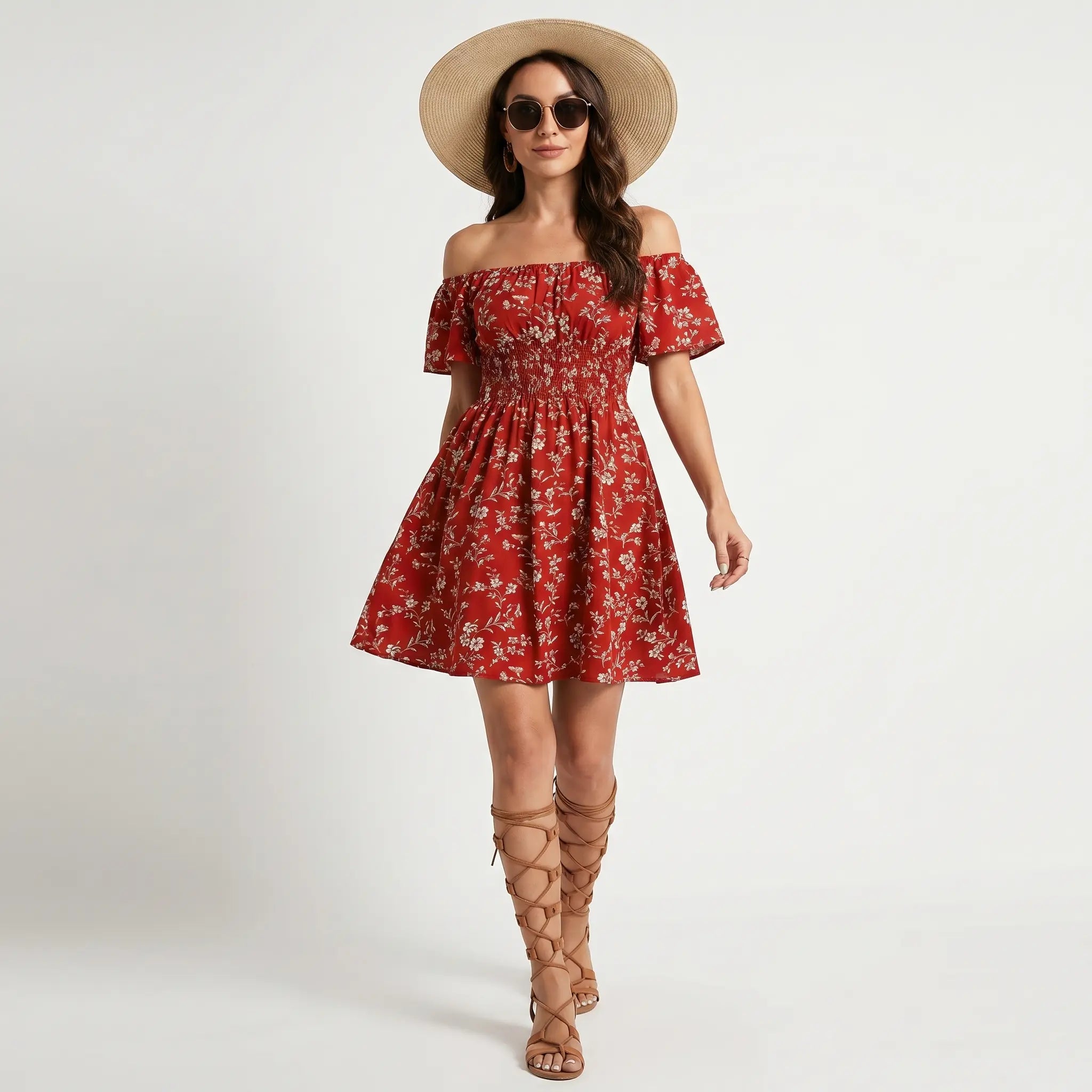 Off-Shoulder Chiffon Midi Dress for Women TARHUS  SS - Womens - Midi Dress