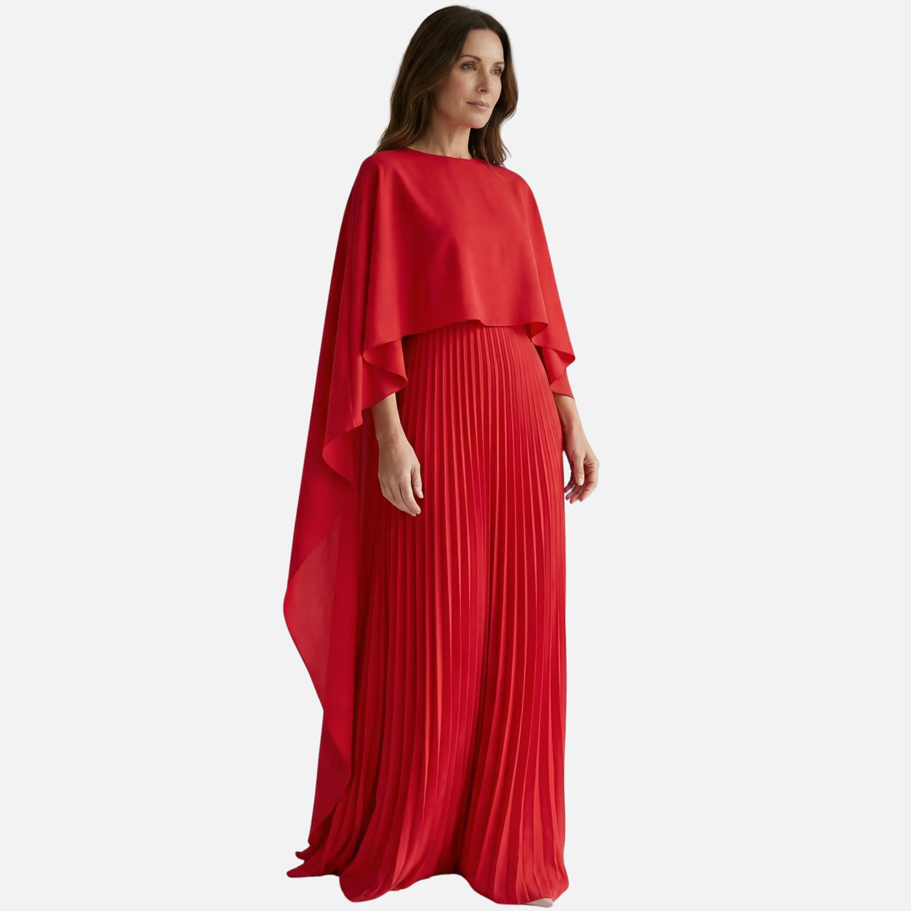 Pleated Chiffon Maxi Dress with Cape Overlay for Women TARHUS  AS - Womens - Dresses