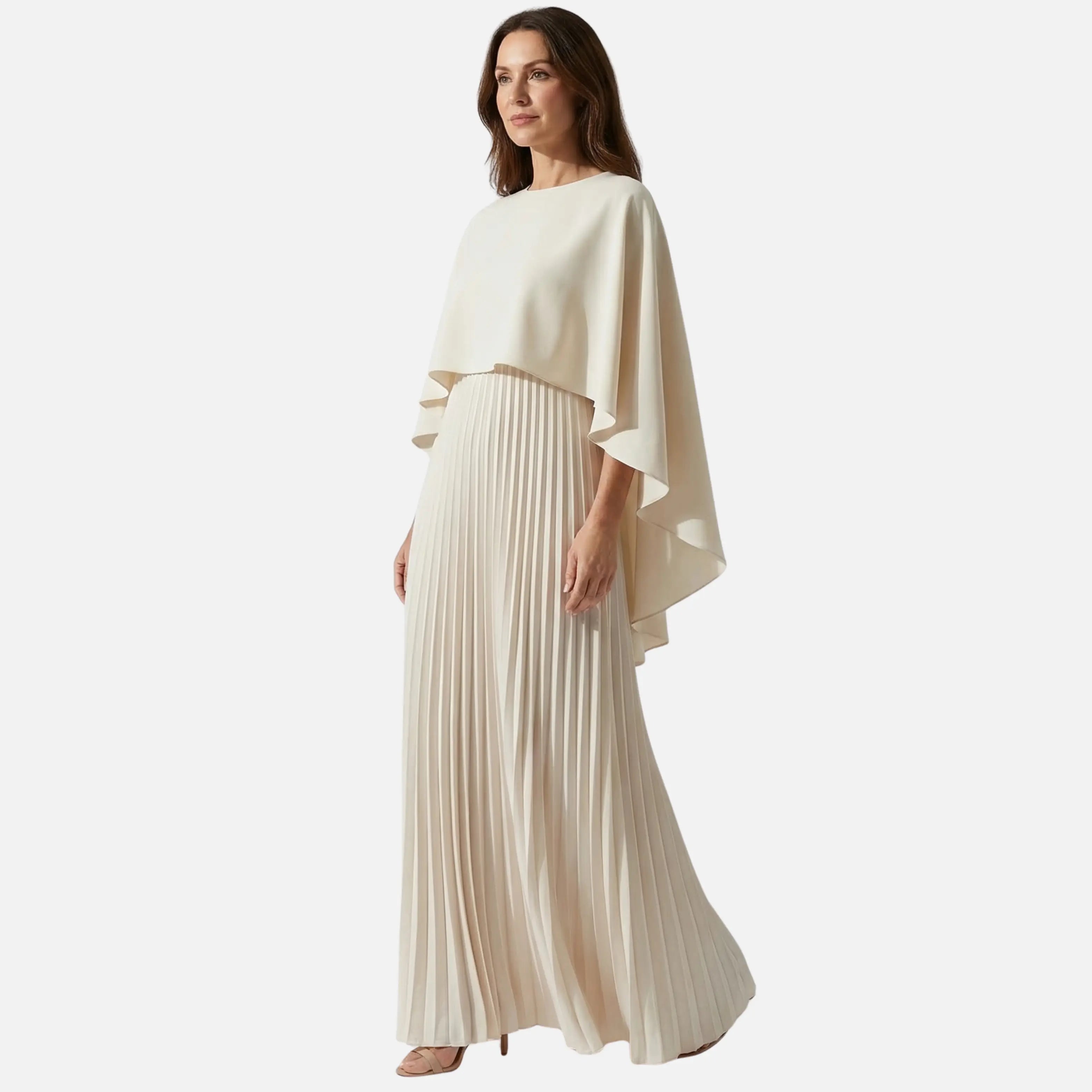 Pleated Chiffon Maxi Dress with Cape Overlay for Women TARHUS  AS - Womens - Dresses
