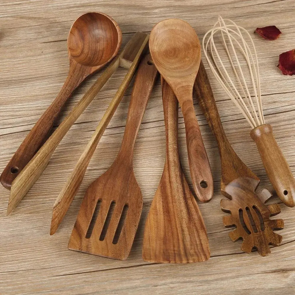 Wooden Cooking Utensils Set | Teak Tools – Non-Stick Safe TARHUS  Cooking Utensils