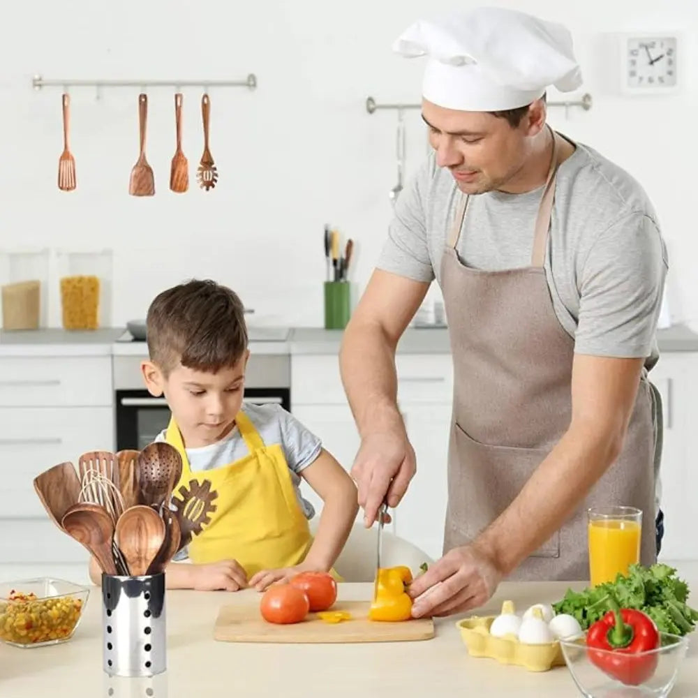 Wooden Cooking Utensils Set | Teak Tools – Non-Stick Safe TARHUS  Cooking Utensils