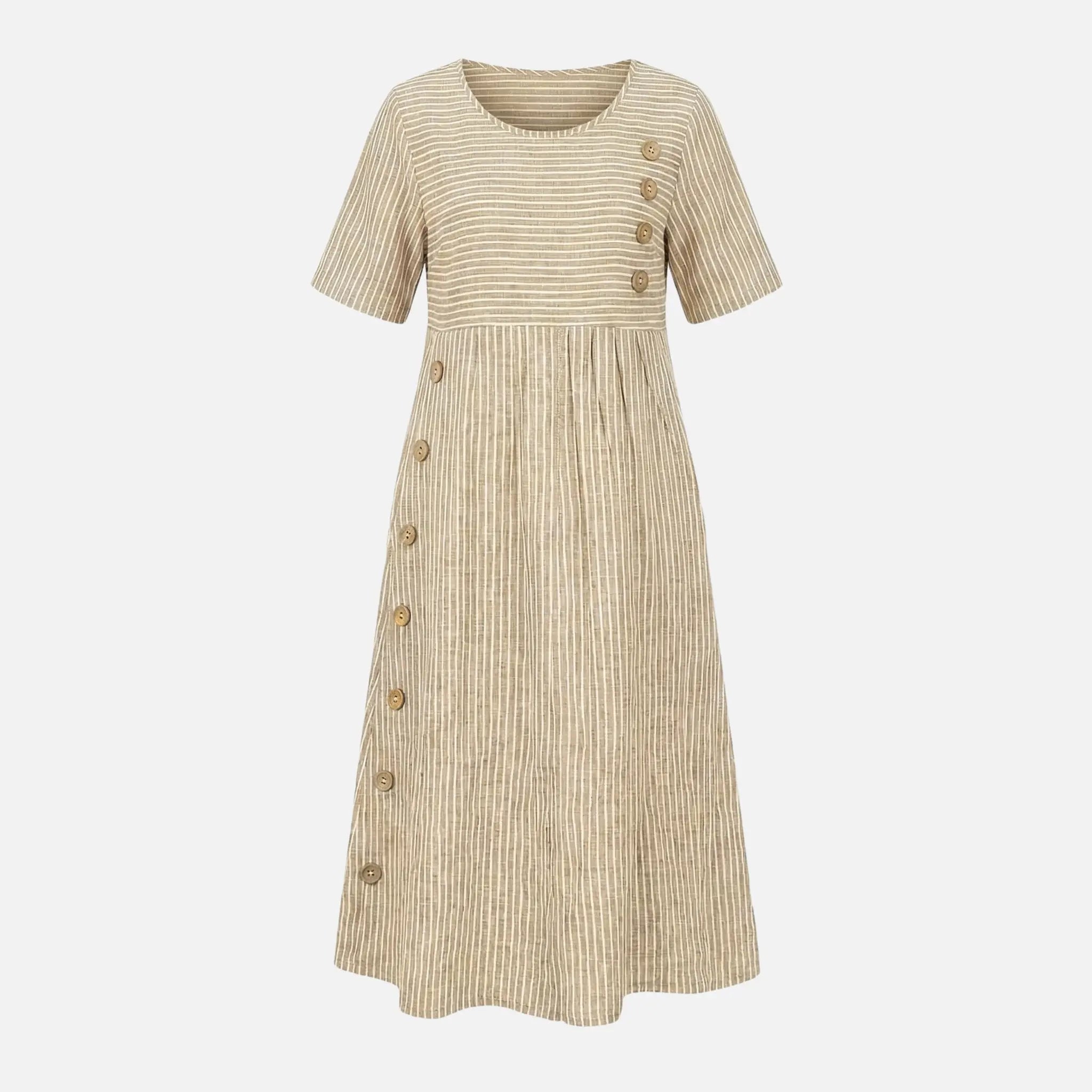 Linen Midi Dress with Button Detailing for Women TARHUS  SS - Womens - Midi Dress