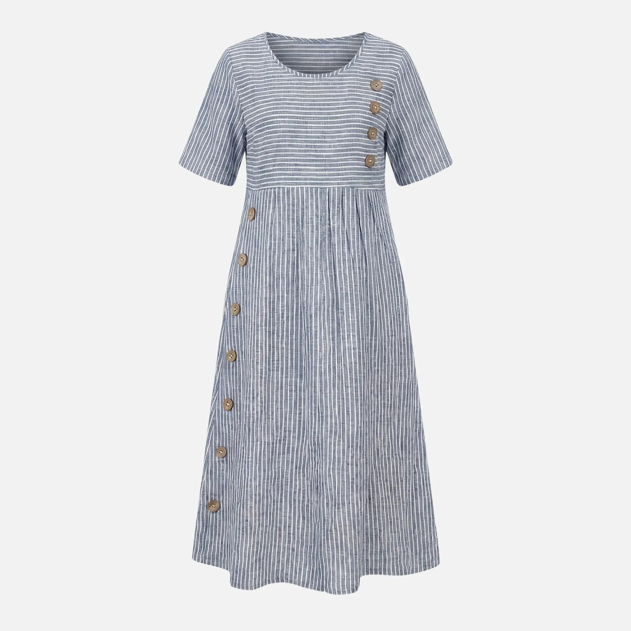 Linen Midi Dress with Button Detailing for Women TARHUS  SS - Womens - Midi Dress